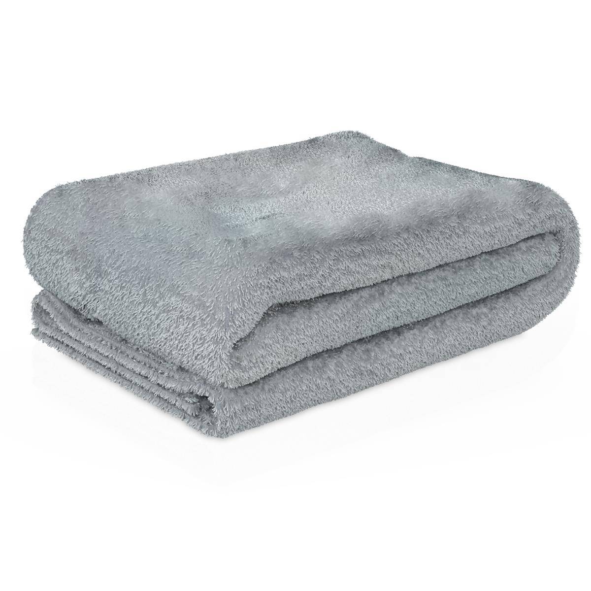 Intirilife weiche Kuscheldecke 200 x 150 cm in STEIN GRAU - Flauschig warme Decke als Couchdecke Wohndecke Fleecedecke Indoor Outdoor