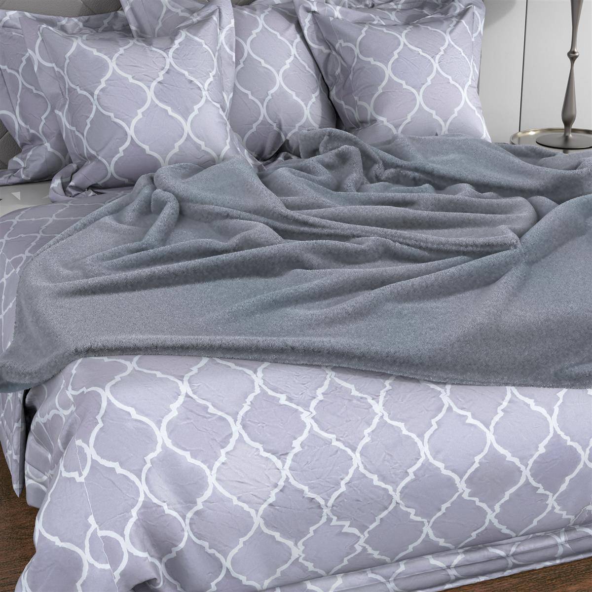 Intirilife weiche Kuscheldecke 200 x 150 cm in STEIN GRAU - Flauschig warme Decke als Couchdecke Wohndecke Fleecedecke Indoor Outdoor