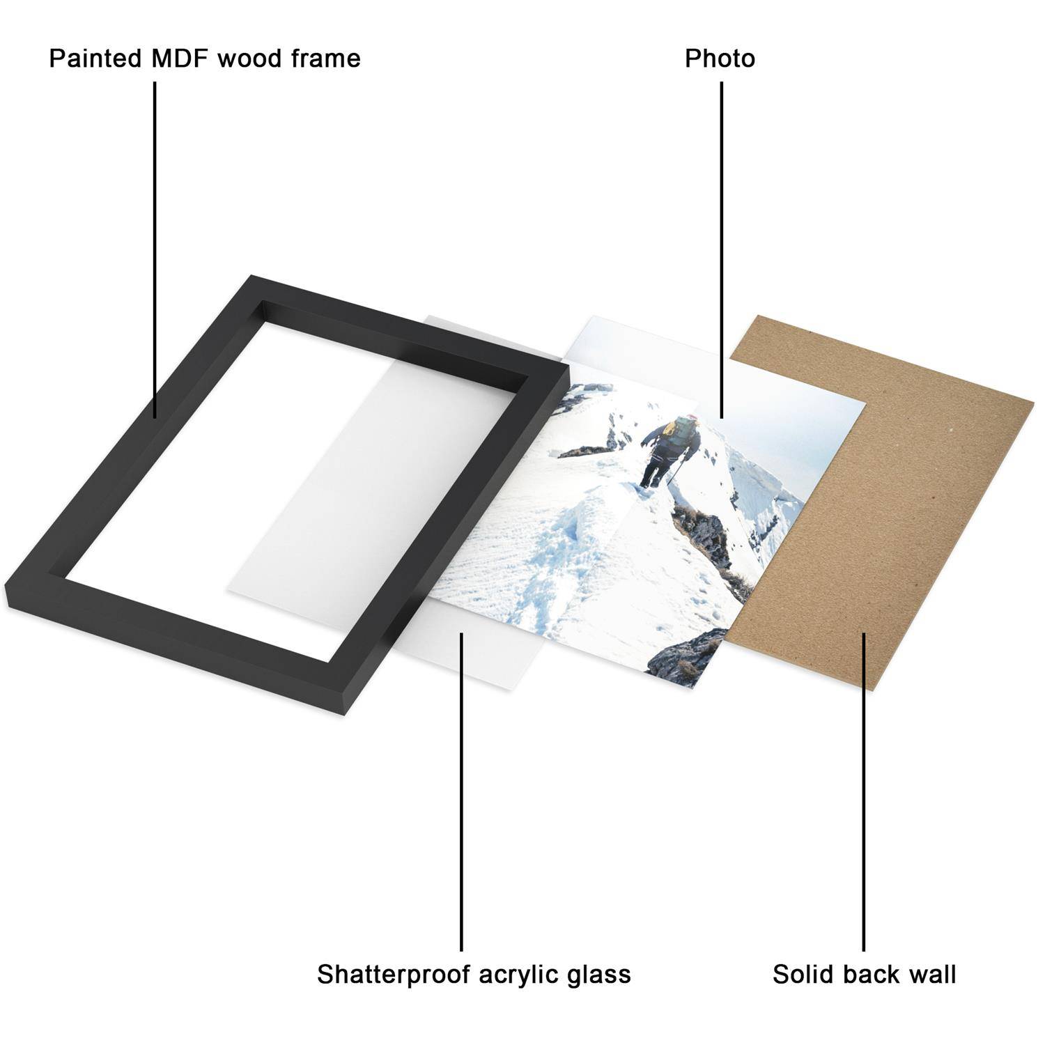 Intirilife schöner Rahmen für Poster und Bilder in Schwarz - Größe 32.5 x 23.8 cm - Elegante Dekoration Edel Posterrahmen Bilderrahmen