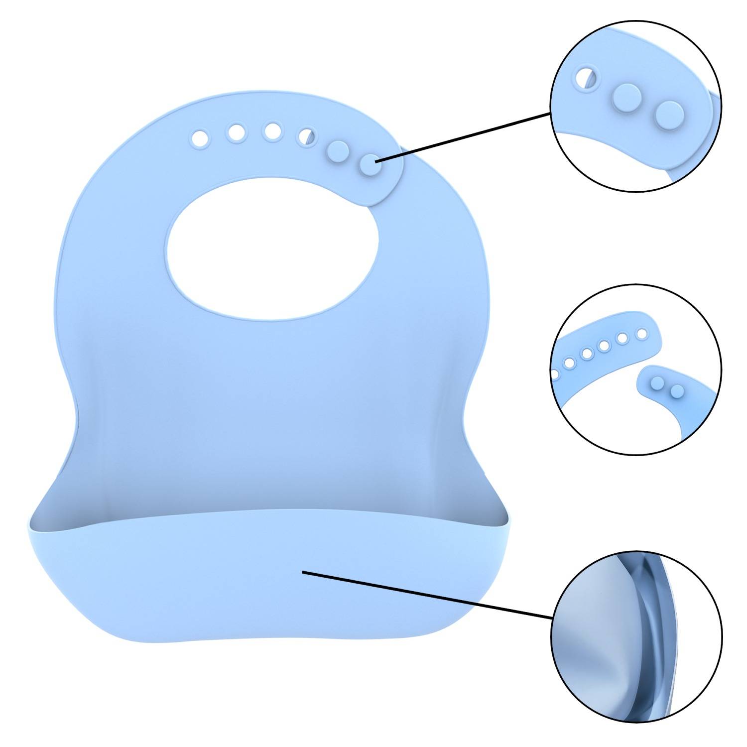 Intirilife Baby Lätzchen in BLAU aus Silikon mit Auffangschale BPA-frei spülmaschinenfest einfache Reinigung