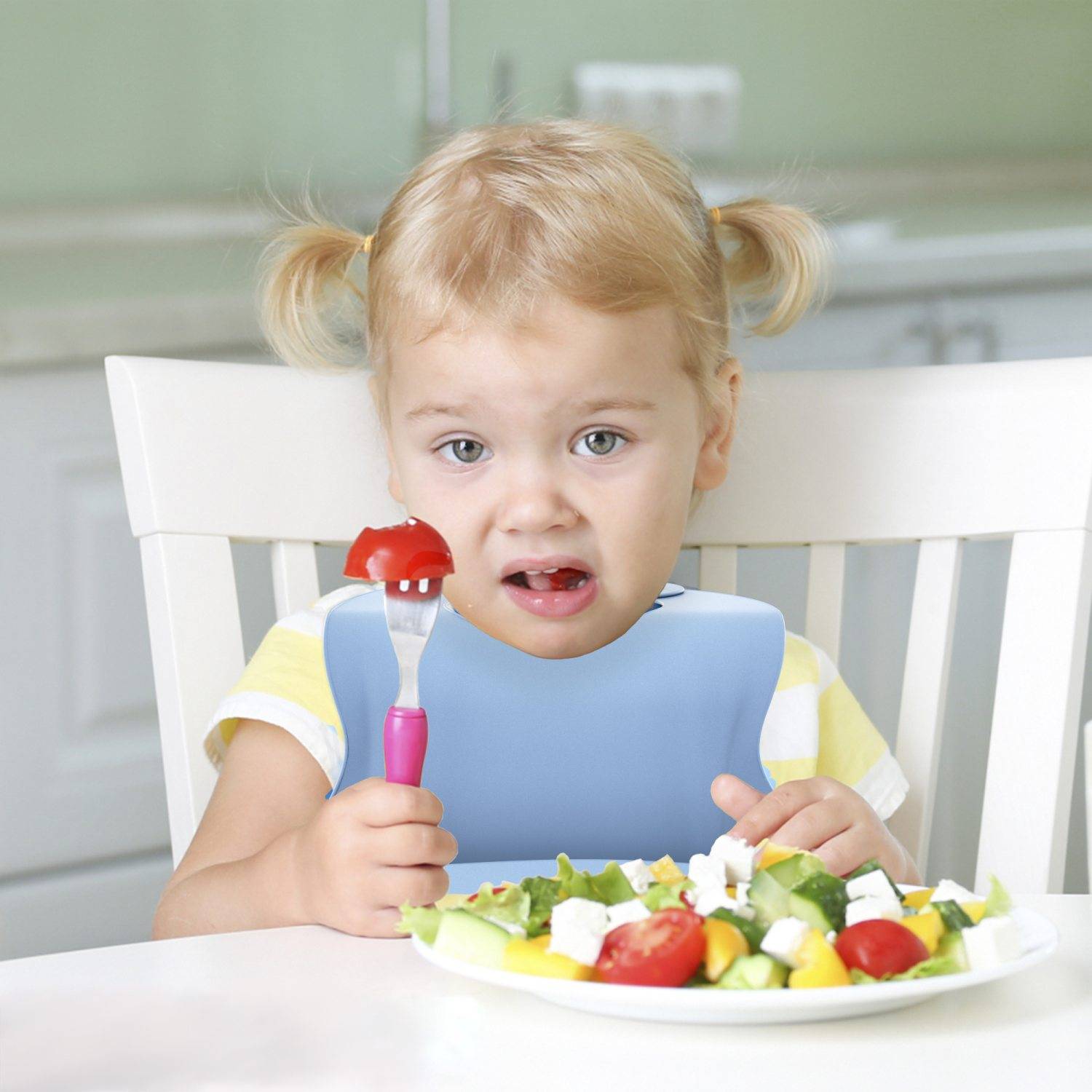 Intirilife Baby Lätzchen in BLAU aus Silikon mit Auffangschale BPA-frei spülmaschinenfest einfache Reinigung