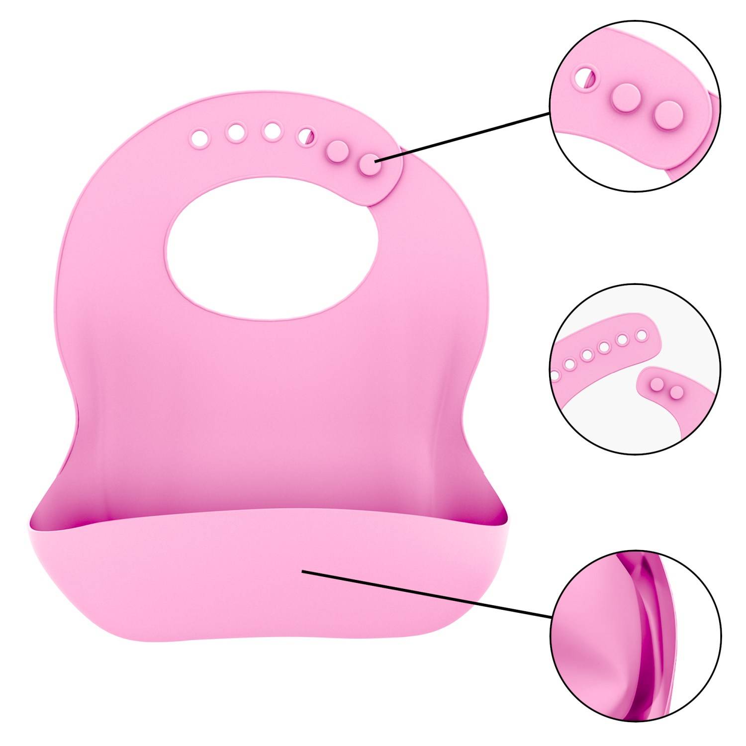 Intirilife Baby Lätzchen in ROSA aus Silikon mit Auffangschale BPA-frei spülmaschinenfest einfache Reinigung