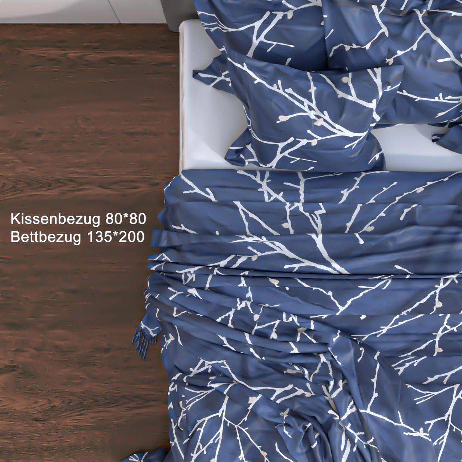 Intirilife Bettbezug Kissenbezug - ZWEIGE - Bettwäsche für Schlafzimmer und Kinderzimmer Jugendzimmer