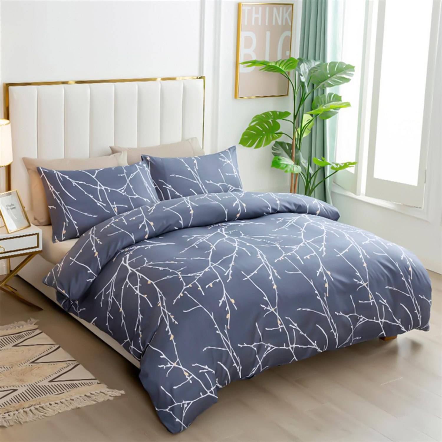 Intirilife Bettbezug Kissenbezug - ZWEIGE - Bettwäsche für Schlafzimmer und Kinderzimmer Jugendzimmer