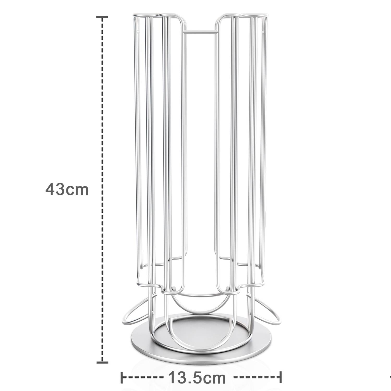 Intirilife Kaffeekapsel Halterung für 32 Kapseln aus Metal in Chrom-Optik - Kompatibel mit Dolce Gusto Kapseln - Aufbewahrung 360 Grad drehbar