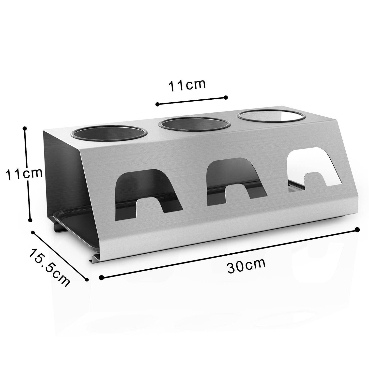 Intirilife silbernes Edelstahl Abtropfgestell Flaschenständer Trockenhalterung für bis zu 3 Flaschen