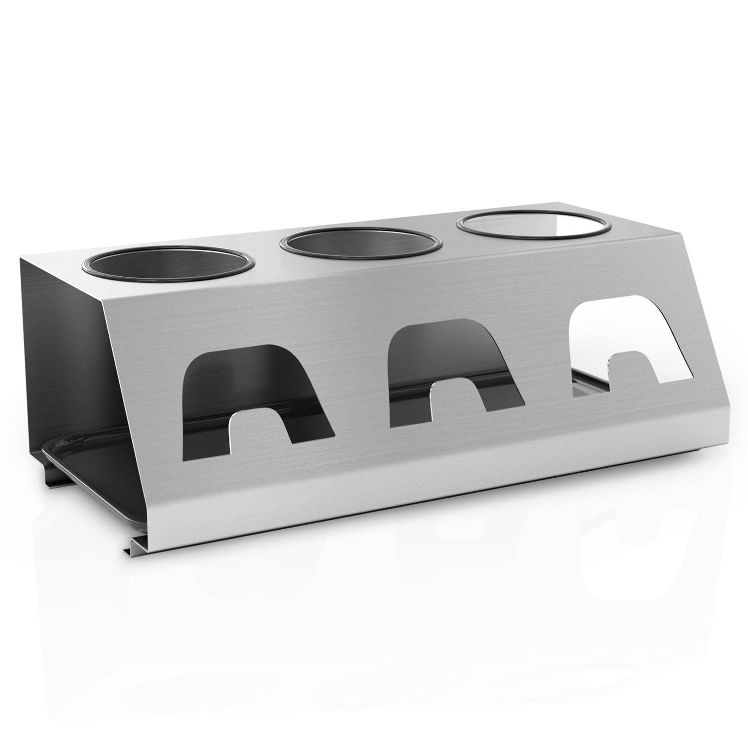 Intirilife silbernes Edelstahl Abtropfgestell Flaschenständer Trockenhalterung für bis zu 3 Flaschen