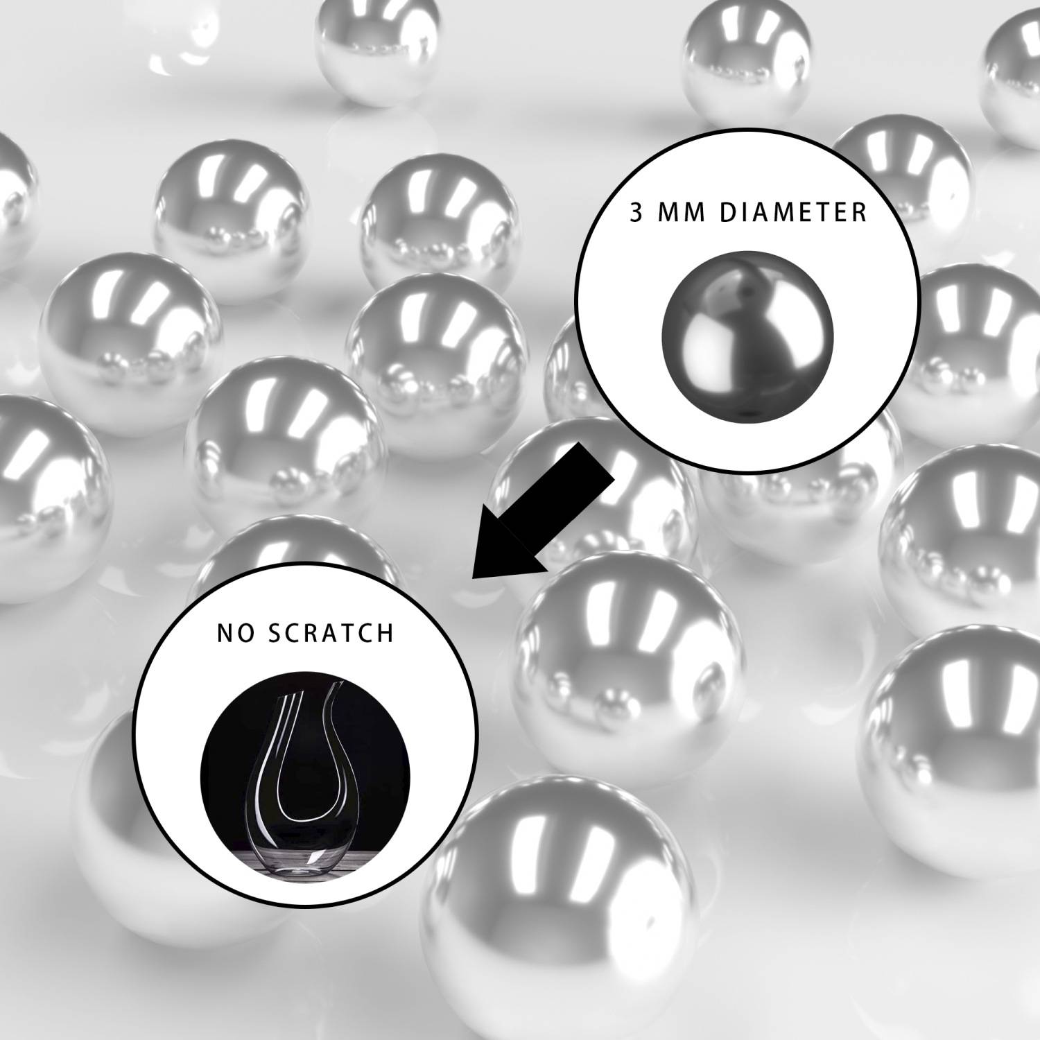 Intirilife Edelstahl Kugeln zum Reinigen von Glasgefäßen - Reinigungsperlen für Glaskaraffen, Vasen, Flaschen, rostfrei, 100 Stück