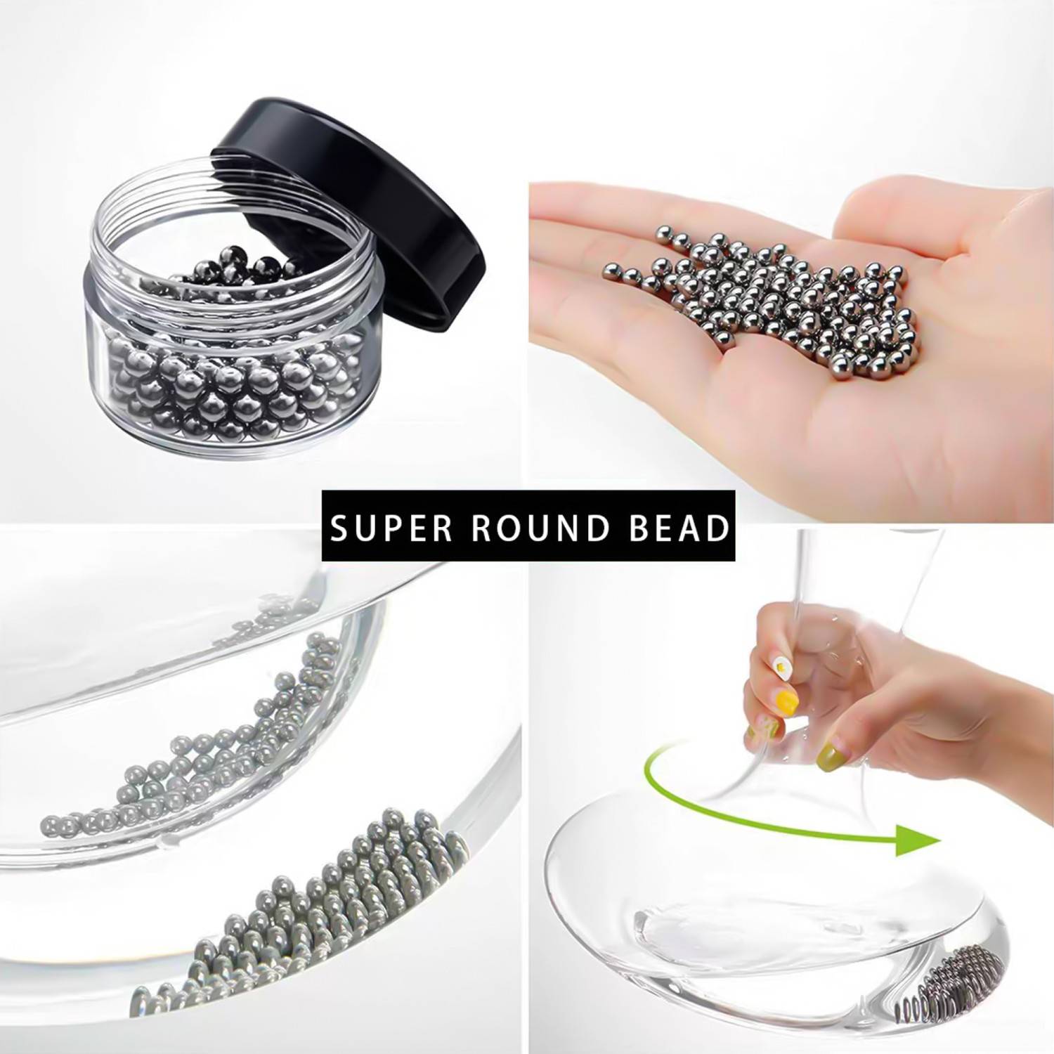 Intirilife Edelstahl Kugeln zum Reinigen von Glasgefäßen - Reinigungsperlen für Glaskaraffen, Vasen, Flaschen, rostfrei, 100 Stück
