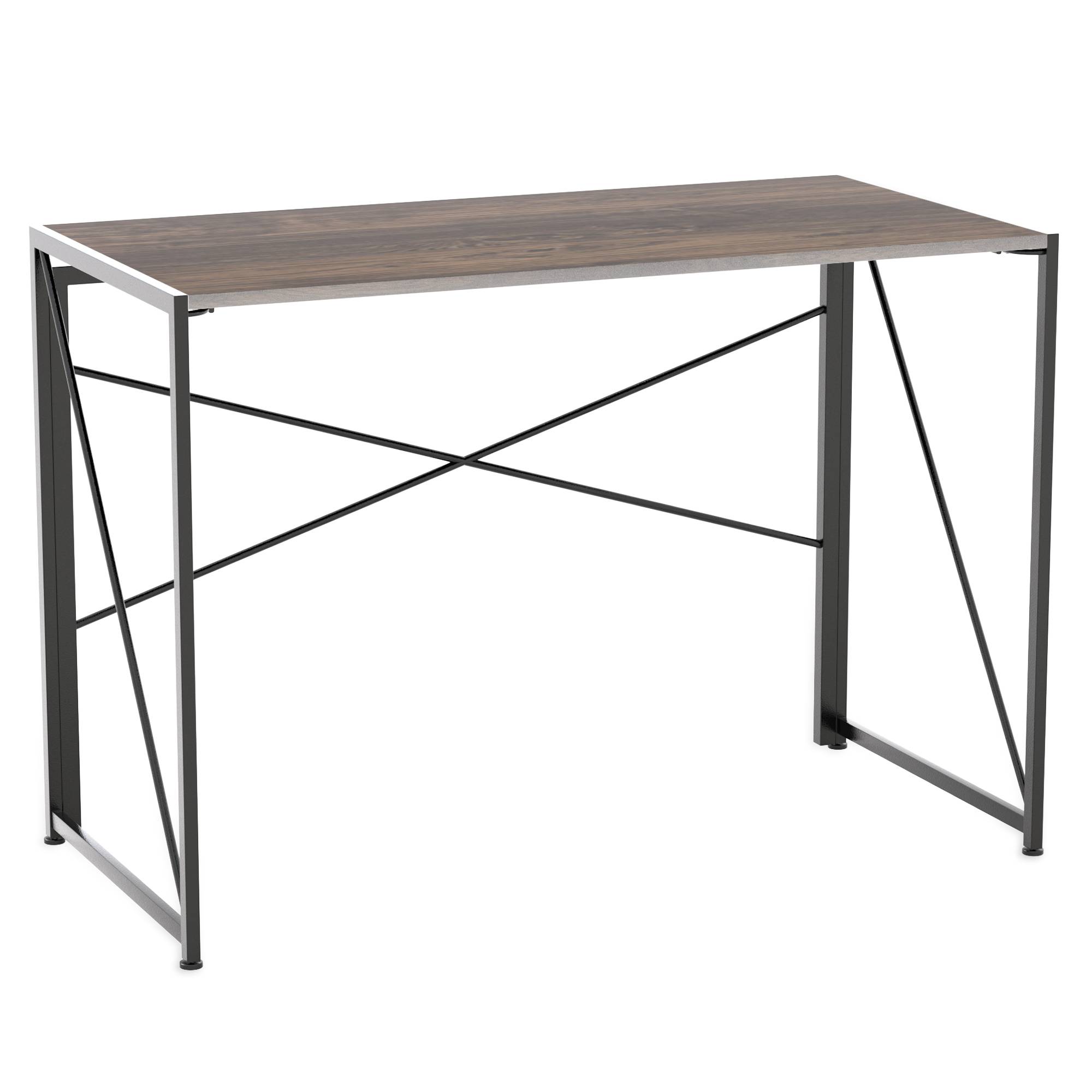 Intirilife rustikaler faltbarer Tisch in Schwarz-Braun zum Arbeiten Lesen und als Ablage - Computertisch Arbeitstisch