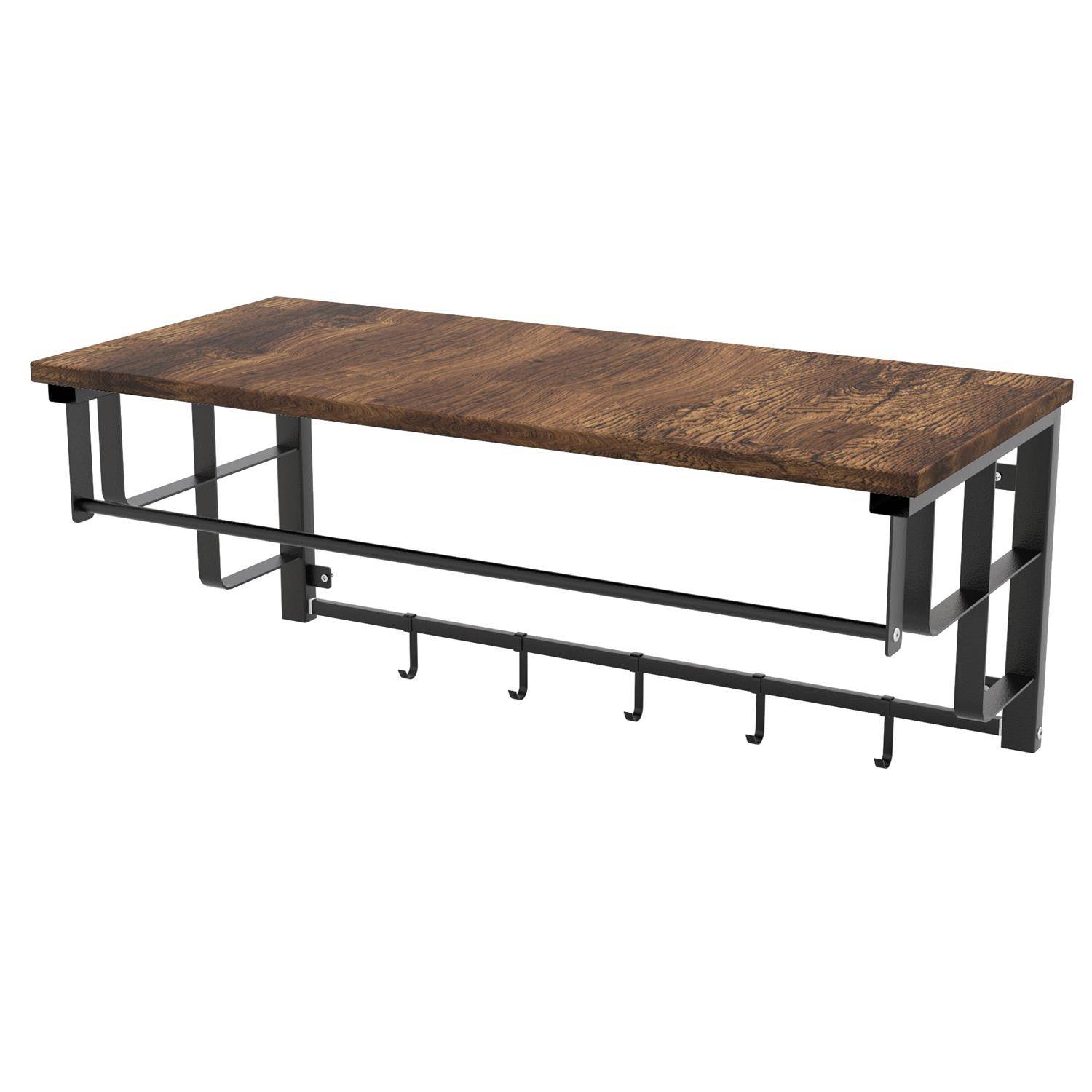 Intirilife Wandgarderobe mit abnehmbaren Haken für Küche, Flur, Wohnzimmer - Hängeregal Kleiderhaken Küchenregal