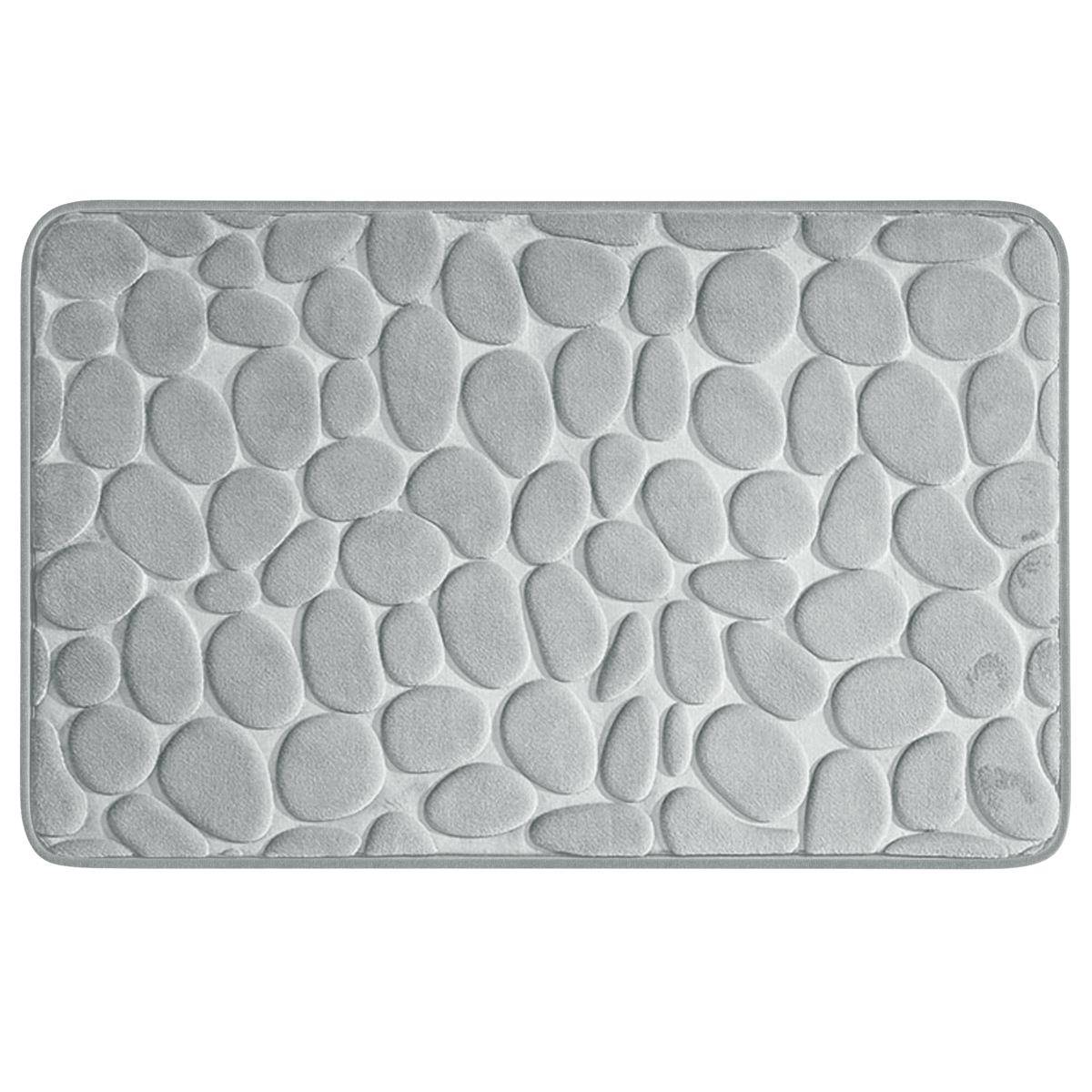 Intirilife grauer Duschvorleger Badmatte mit Memory-Schaum in Steinoptik - 80 x 50 cm - Für Bad und Waschküche