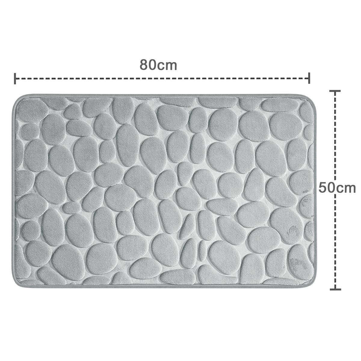 Intirilife grauer Duschvorleger Badmatte mit Memory-Schaum in Steinoptik - 80 x 50 cm - Für Bad und Waschküche