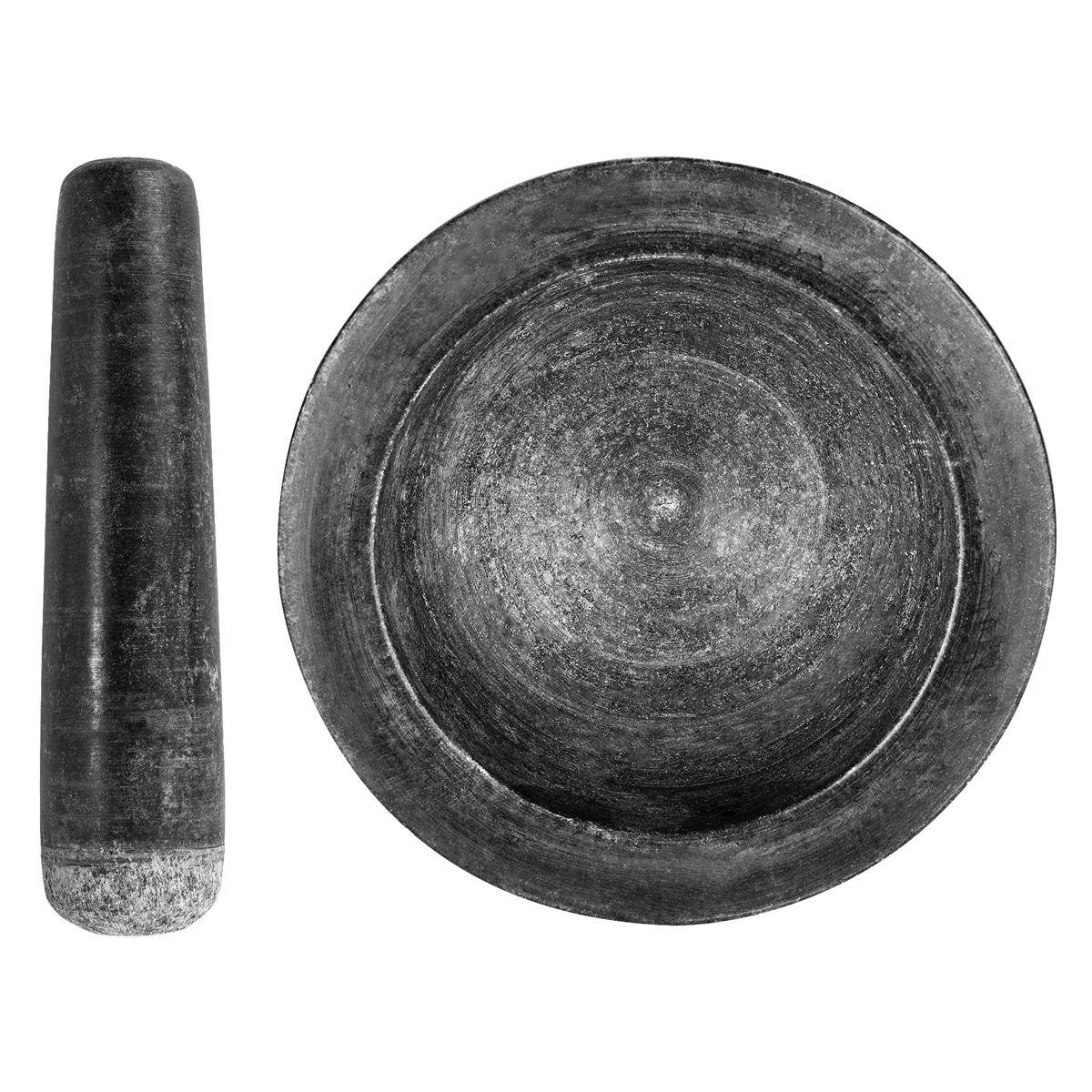 Intirilife Mörser mit Stößel aus Naturstein Granit - 16cm Durchmesser - Zum Zerkleinern von Gewürzen, Nüssen, Samen, Tabletten