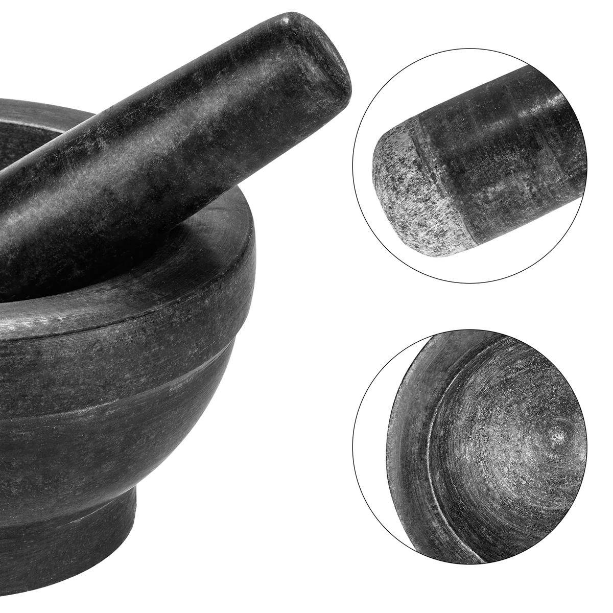 Intirilife Mörser mit Stößel aus Naturstein Granit - 16cm Durchmesser - Zum Zerkleinern von Gewürzen, Nüssen, Samen, Tabletten