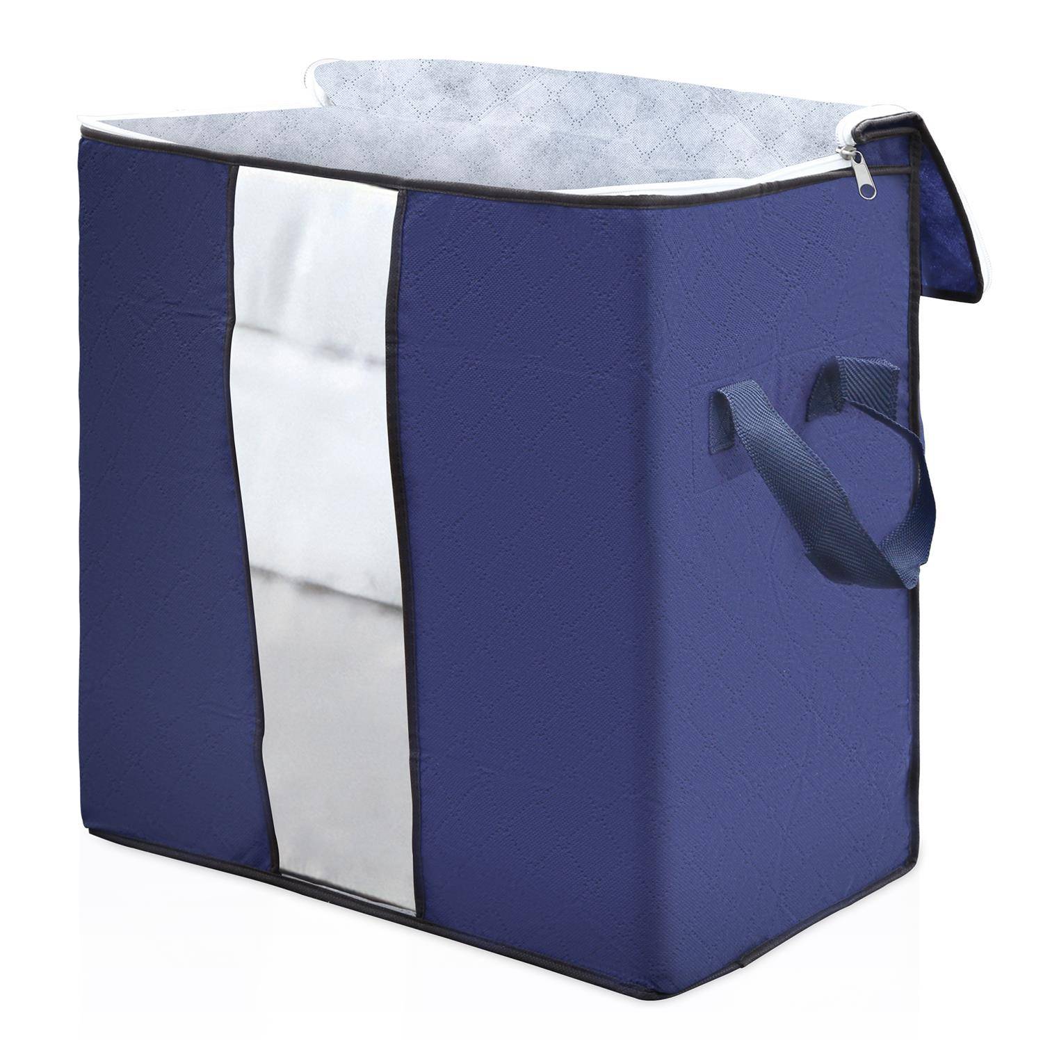 Intirilife 4x Aufbewahrungstaschen in Grau - 90L - Organizer Box, faltbar für Kleidung, Kissen, Decken, Aufbewahrung im Schrank