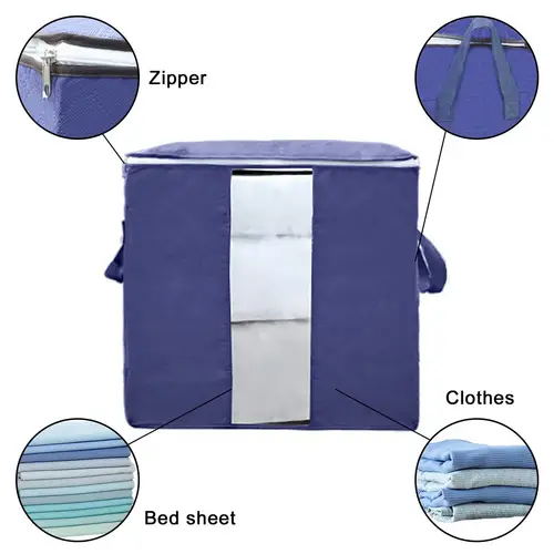 Intirilife 4x Aufbewahrungstaschen in Grau - 90L - Organizer Box, faltbar für Kleidung, Kissen, Decken, Aufbewahrung im Schrank Intirilife 4x Aufbewahrungstaschen in Grau - 90L - Organizer Box, faltbar für Kleidung, Kissen, Decken, Aufbewahrung im Schrank