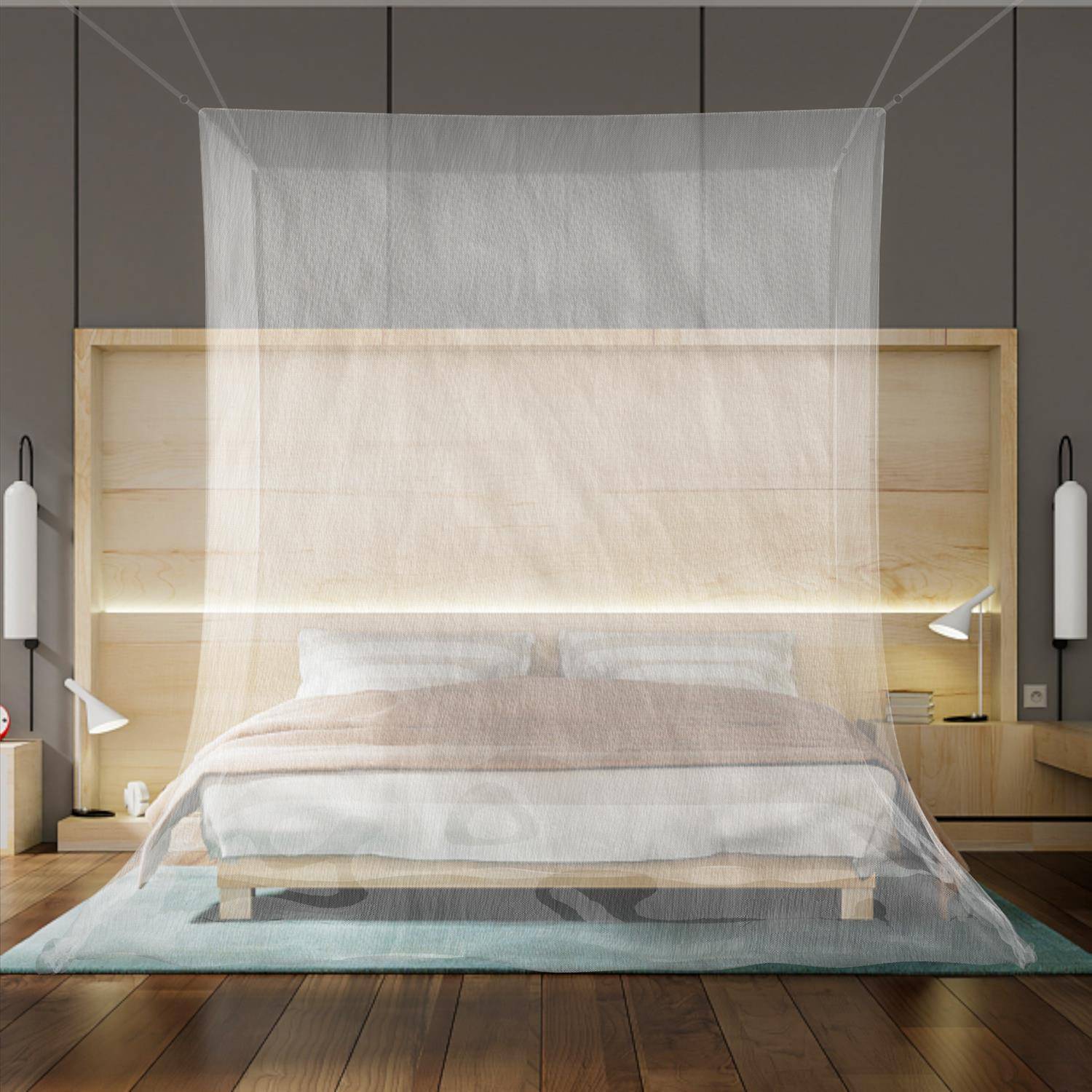 Intirilife Mückennetz zum Schutz vor Mücken und Insekten in Weiß - 200 x 220 x 200 cm - Mosquitonetz, Outdoor, Indoor, Polyester, 280 mesh