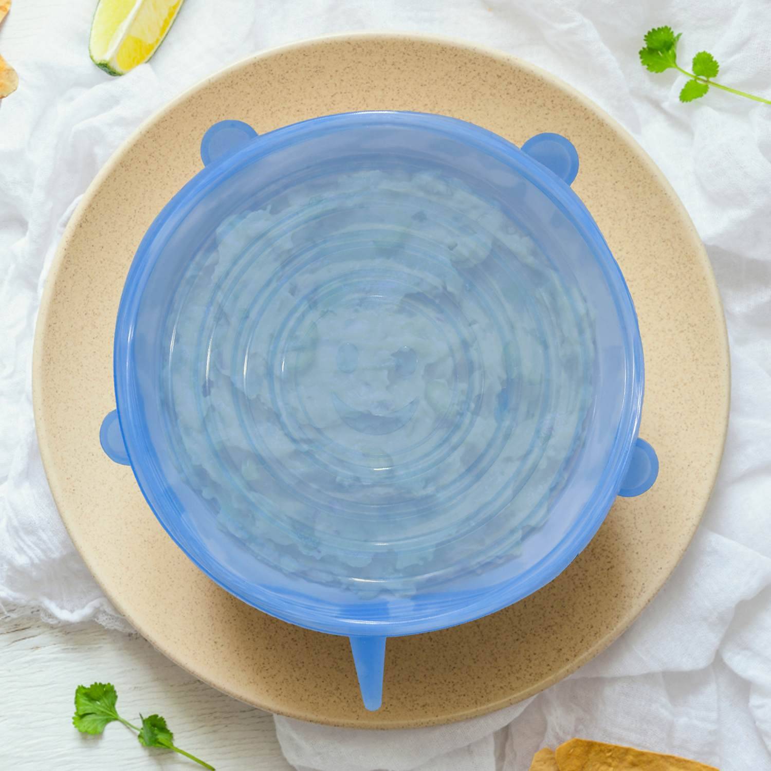 Intirilife 6x wiederverwendbare Universal-Silikonabdeckung in Blau - 6 Frischhaltedeckel in verschiedenen Größen