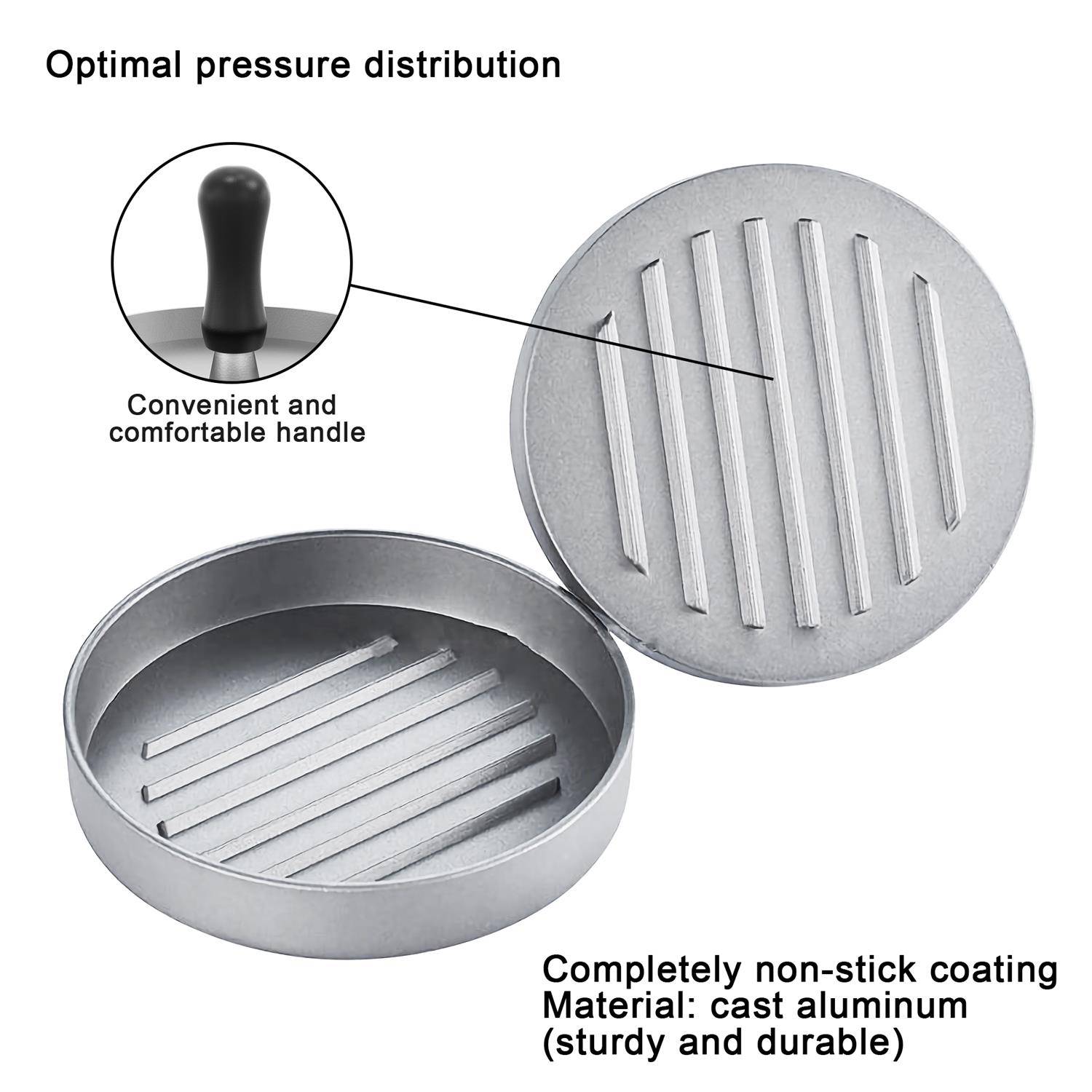 Intirilife praktische Hamburger Presse in Grau mit 11.5 cm Durchmesser - Zum Grillen Campen für Zuhause und Caterer