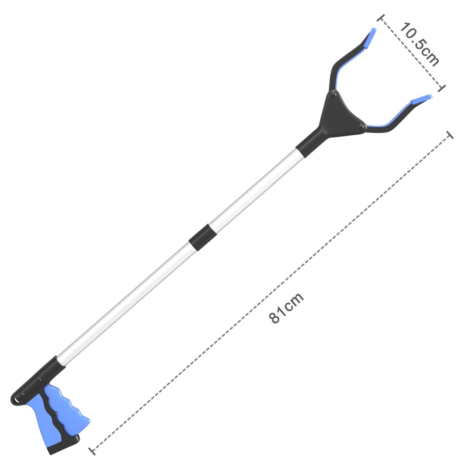 Intirilife Faltbarer Greifer in Blau - Greifzange - Greifarm, extra lang, für Senioren oder um Müll leichter aufzuheben