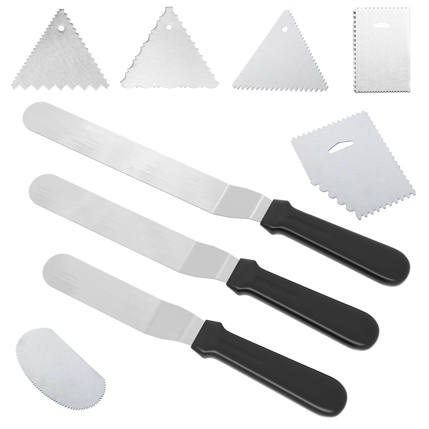 Intirilife 9-teiliges Edelstahl Set mit Küchenschaber und Tortenspatel zum Backen Dekorieren Verzieren