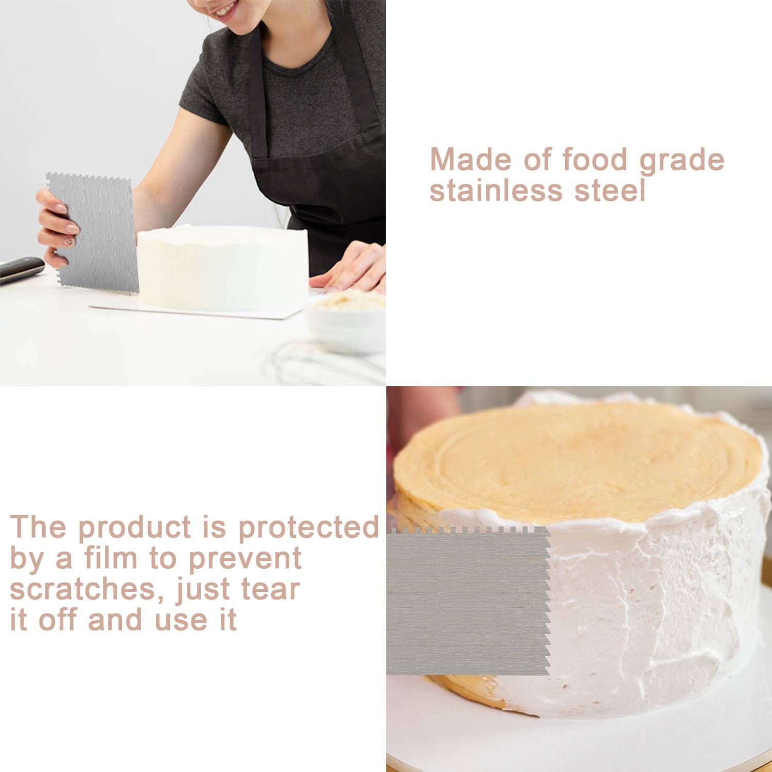 Intirilife 9-teiliges Edelstahl Set mit Küchenschaber und Tortenspatel zum Backen Dekorieren Verzieren