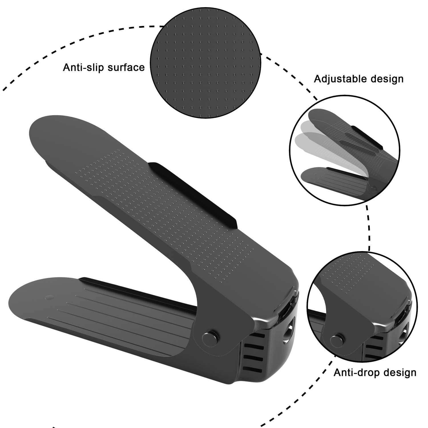 Intirilife 10x höhenverstellbares Schuhregal - Schuhstapler Schuhständer Organizer in Schwarz