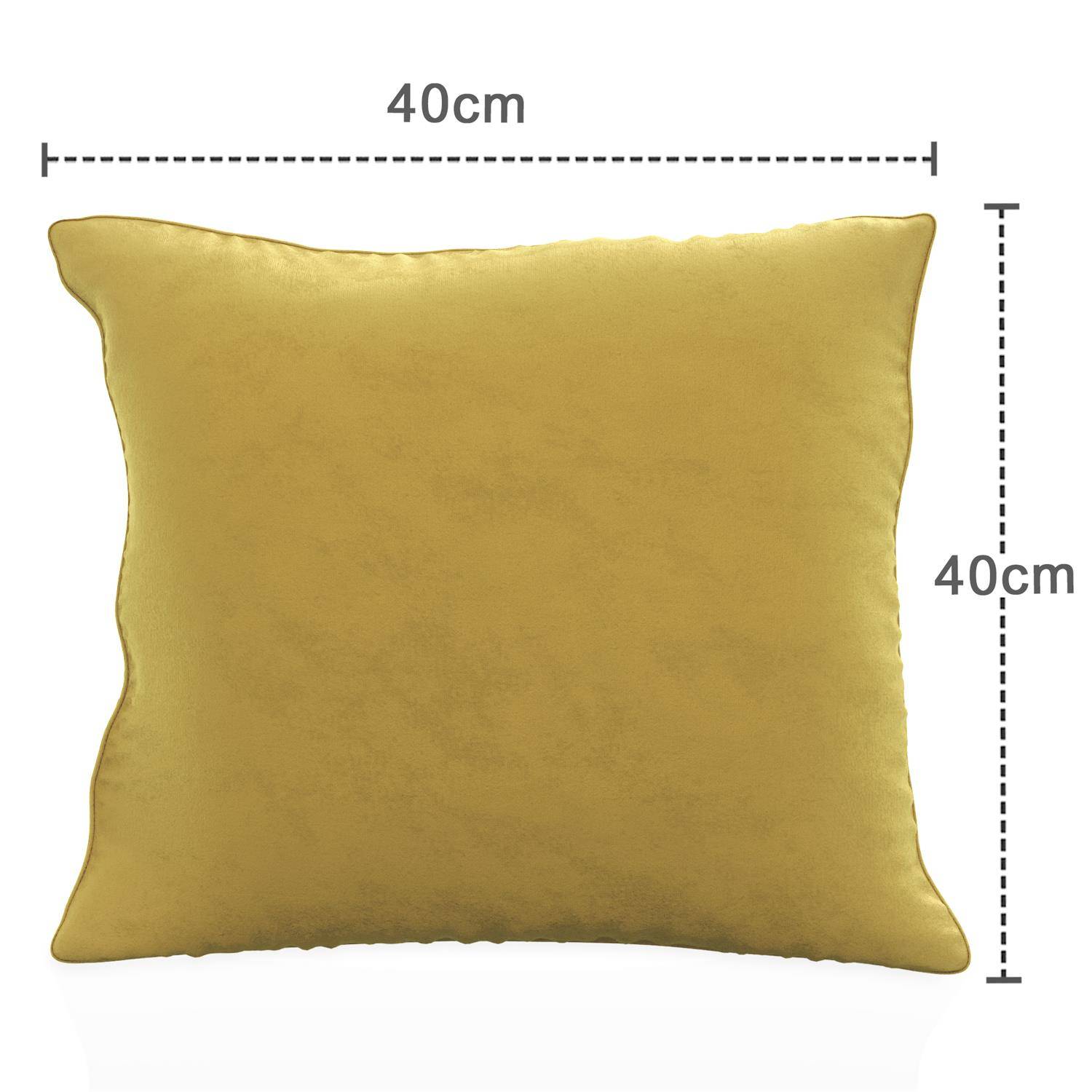 Intirilife 2x dekorative Kissenbezüge aus Samt 40x40 cm in Gelb - Für Wohnzimmer Schlafzimmer Sofa Bett Büro Cafeteria oder Wartezimmer