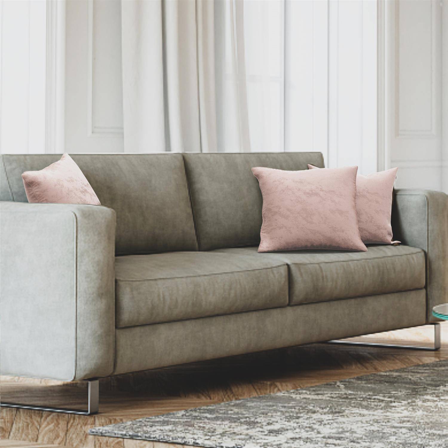 Intirilife 2x dekorative Kissenbezüge aus Samt 40x40 cm in Rosa - Für Wohnzimmer Schlafzimmer Sofa Bett Büro Cafeteria oder Wartezimmer