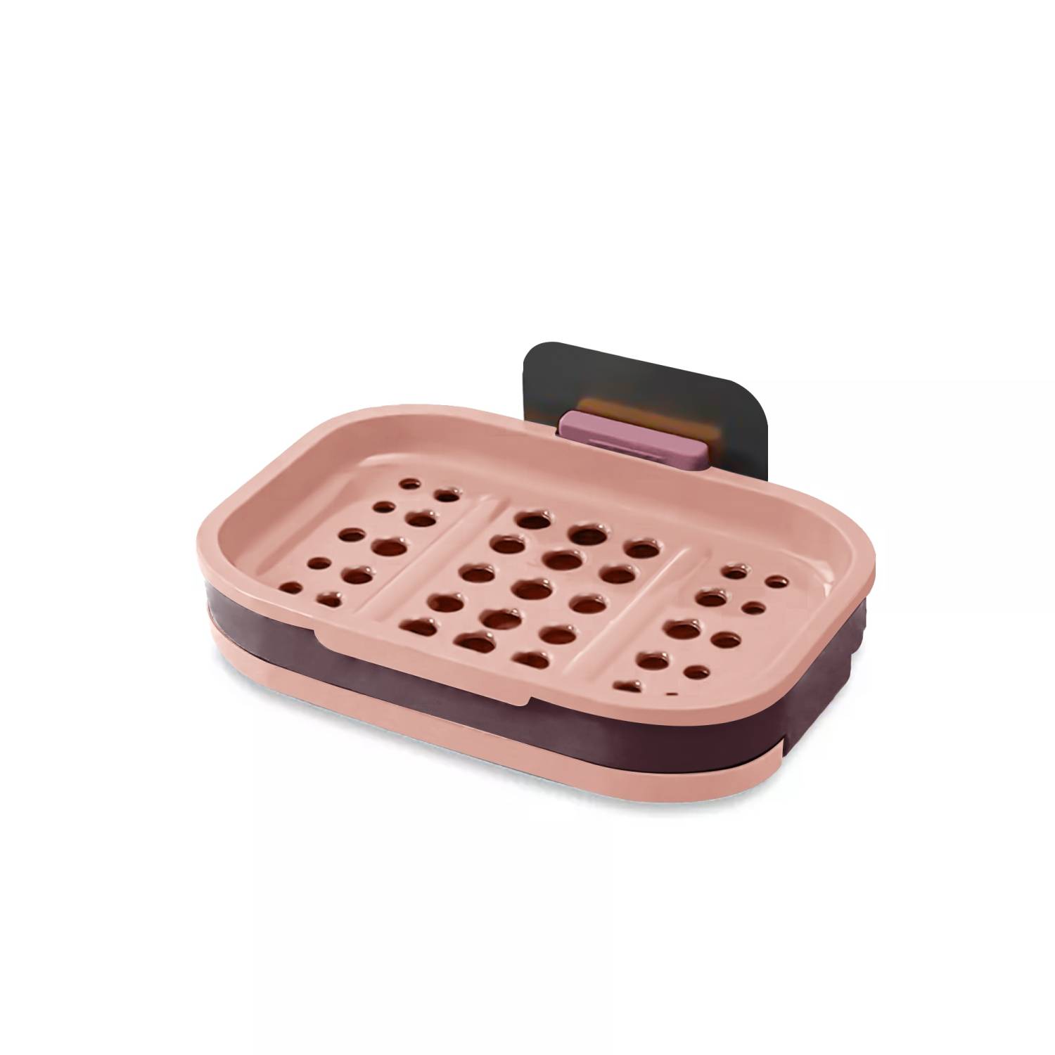 Intirilife Seifenschale 13 x 9 x 2 cm in Pink - Seifenhalterung für die Wand, mit Wasserspeicher, zum kleben, ohne bohren