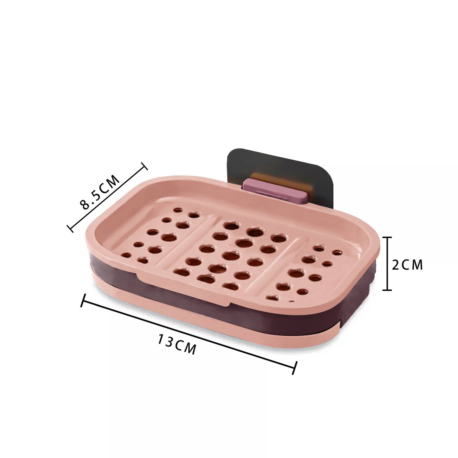 Intirilife Seifenschale 13 x 9 x 2 cm in Pink - Seifenhalterung für die Wand, mit Wasserspeicher, zum kleben, ohne bohren