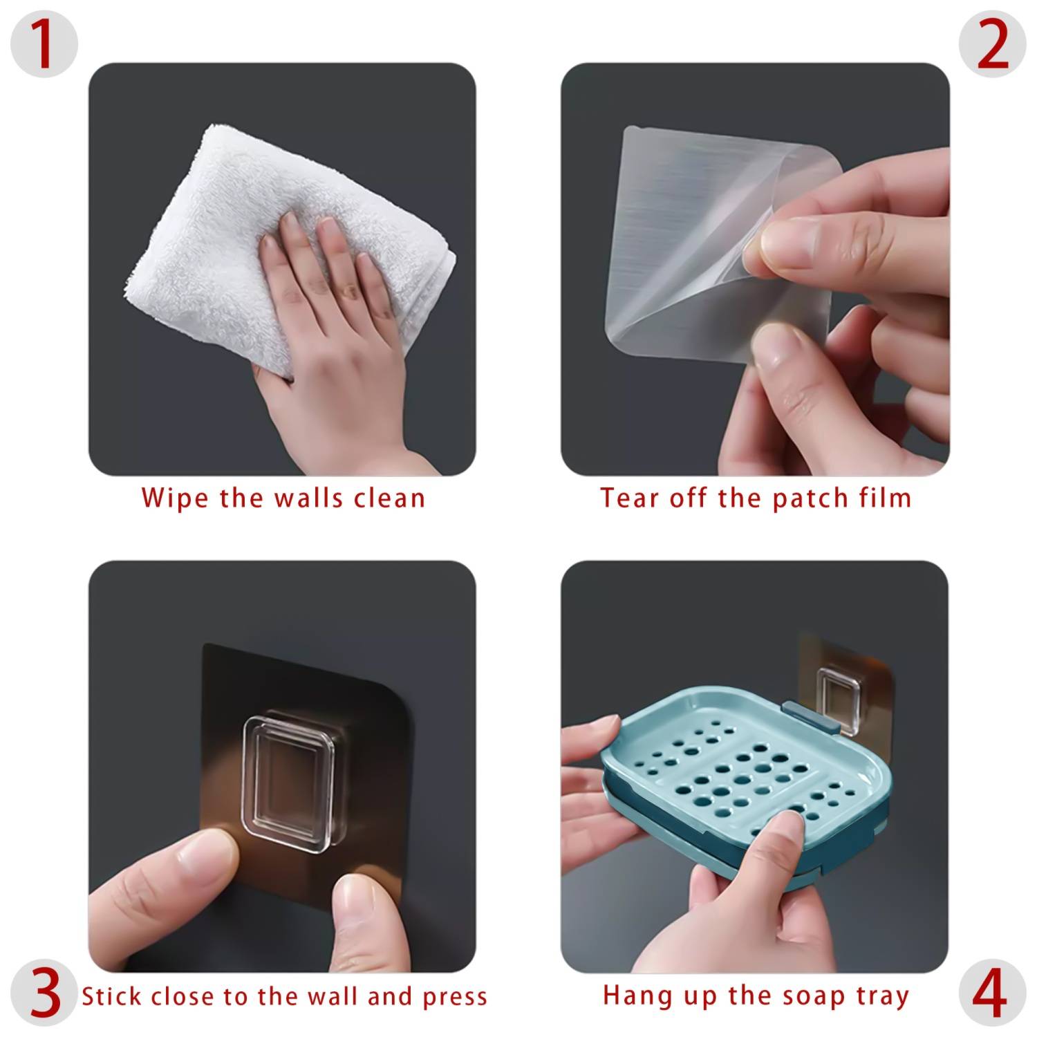 Intirilife Seifenschale 13 x 9 x 2 cm in Hell Blau - Seifenhalterung für die Wand, mit Wasserspeicher, zum kleben, ohne bohren