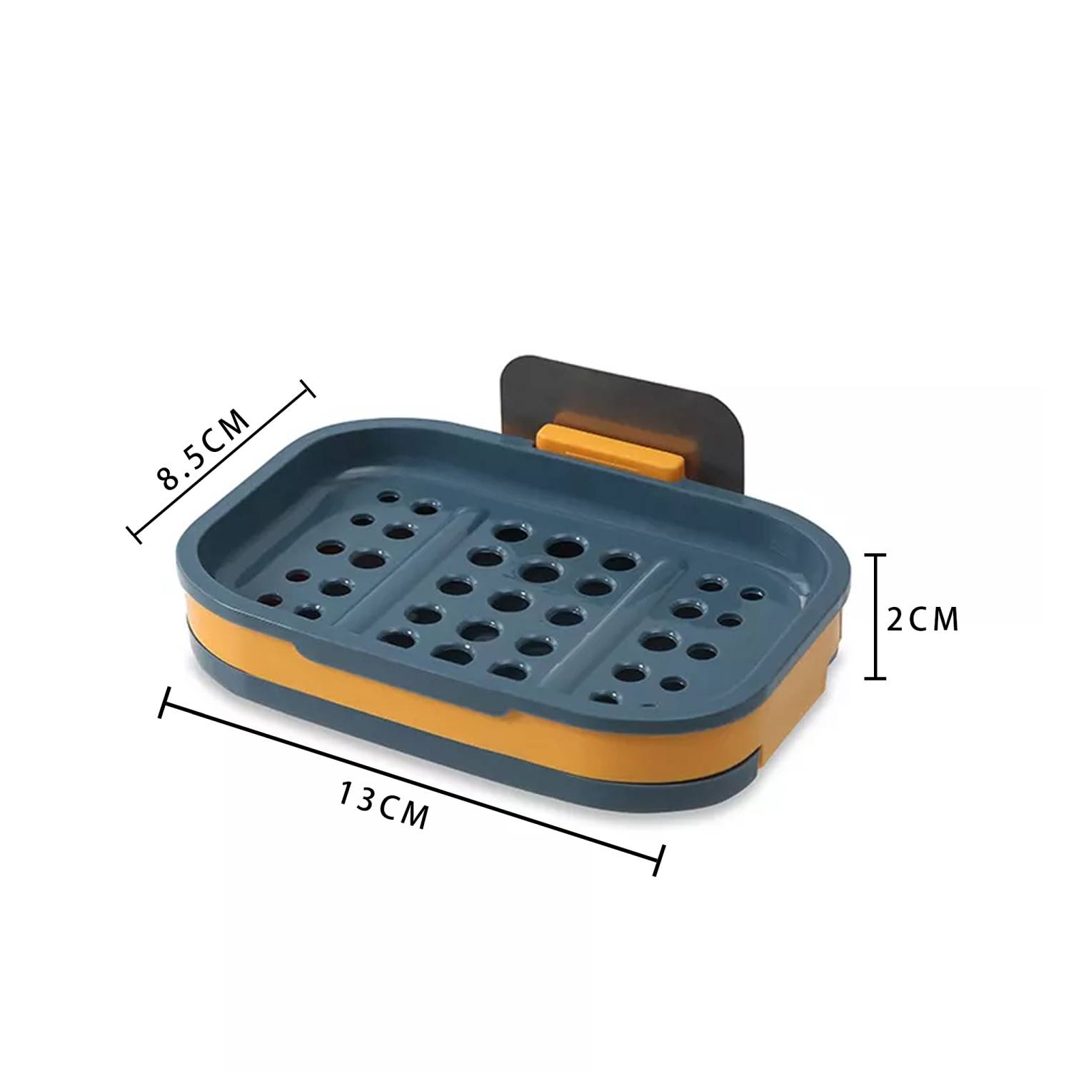 Intirilife Seifenschale 13 x 9 x 2 cm in Dunkel Blau - Seifenhalterung für die Wand, mit Wasserspeicher, zum kleben, ohne bohren