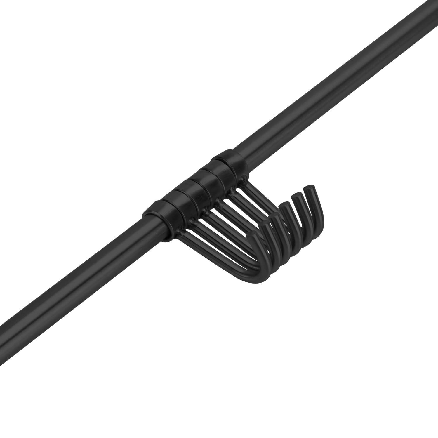 Intirilife Edelstahl Hängeleiste mit 6 Haken in Schwarz - Hakenleiste Küchenstange Wandhalterung