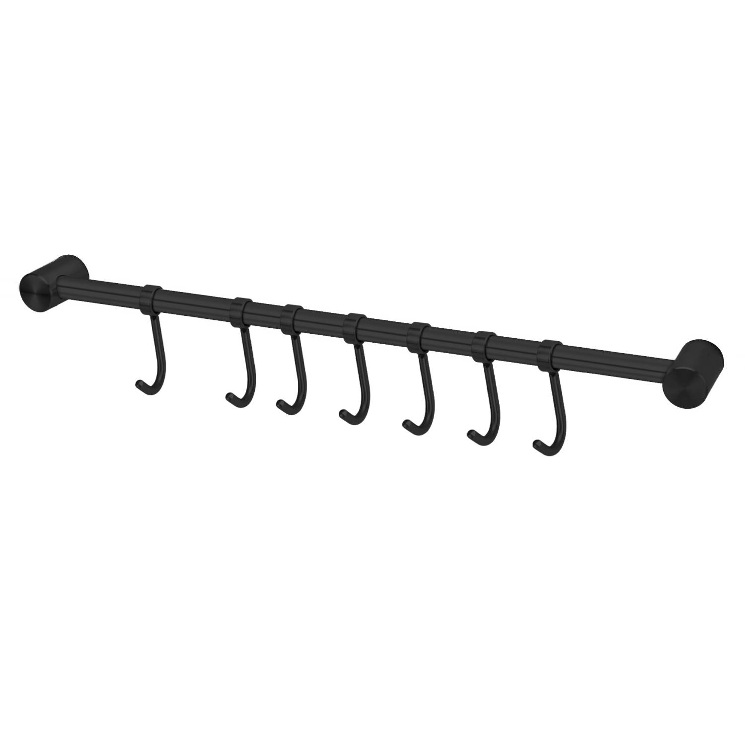Intirilife Edelstahl Hängeleiste mit 7 Haken in Schwarz - Hakenleiste Küchenstange Wandhalterung