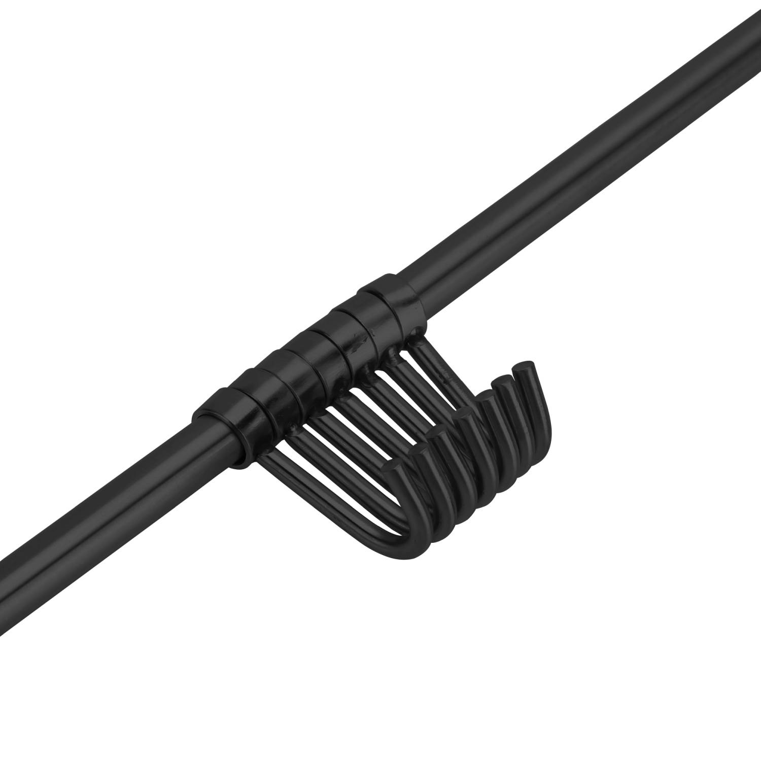 Intirilife Edelstahl Hängeleiste mit 7 Haken in Schwarz - Hakenleiste Küchenstange Wandhalterung