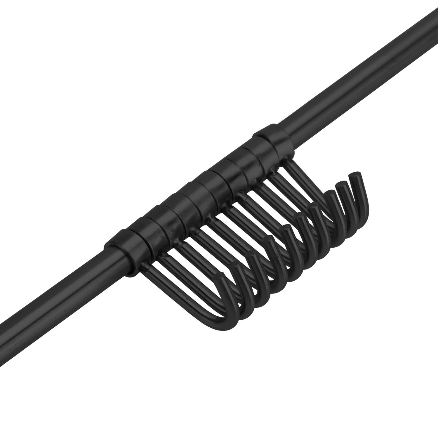 Intirilife Edelstahl Hängeleiste mit 10 Haken in Schwarz - Hakenleiste Küchenstange Wandhalterung