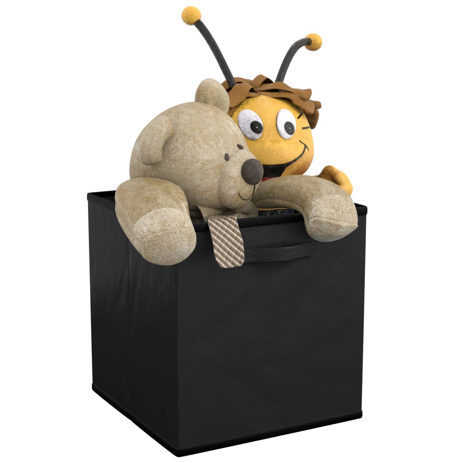 Intirilife 6x faltbare Aufbewahrungs-Stoffbox in Schwarz - 26.7 x 26.7 x 28 cm - Multifunktionale Sammelbox zum Kombinieren mit Schränken oder