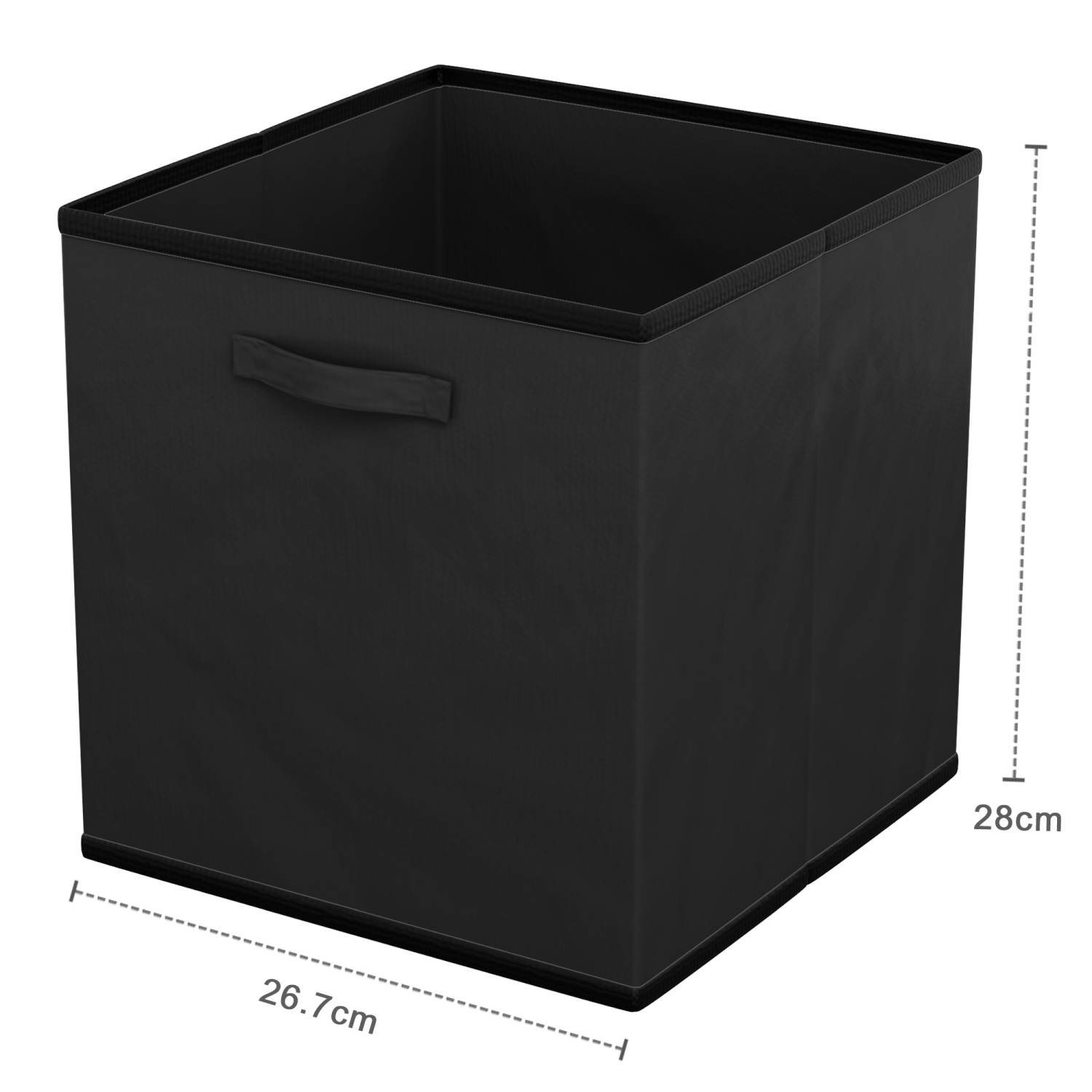 Intirilife 6x faltbare Aufbewahrungs-Stoffbox in Schwarz - 26.7 x 26.7 x 28 cm - Multifunktionale Sammelbox zum Kombinieren mit Schränken oder