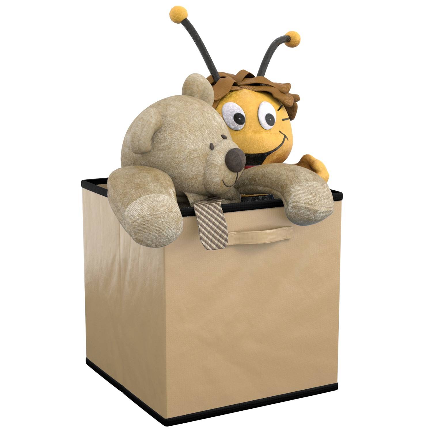 Intirilife 6x faltbare Aufbewahrungs-Stoffbox in Beige - 26.7 x 26.7 x 28 cm - Multifunktionale Sammelbox zum Kombinieren mit Schränken oder Regalen