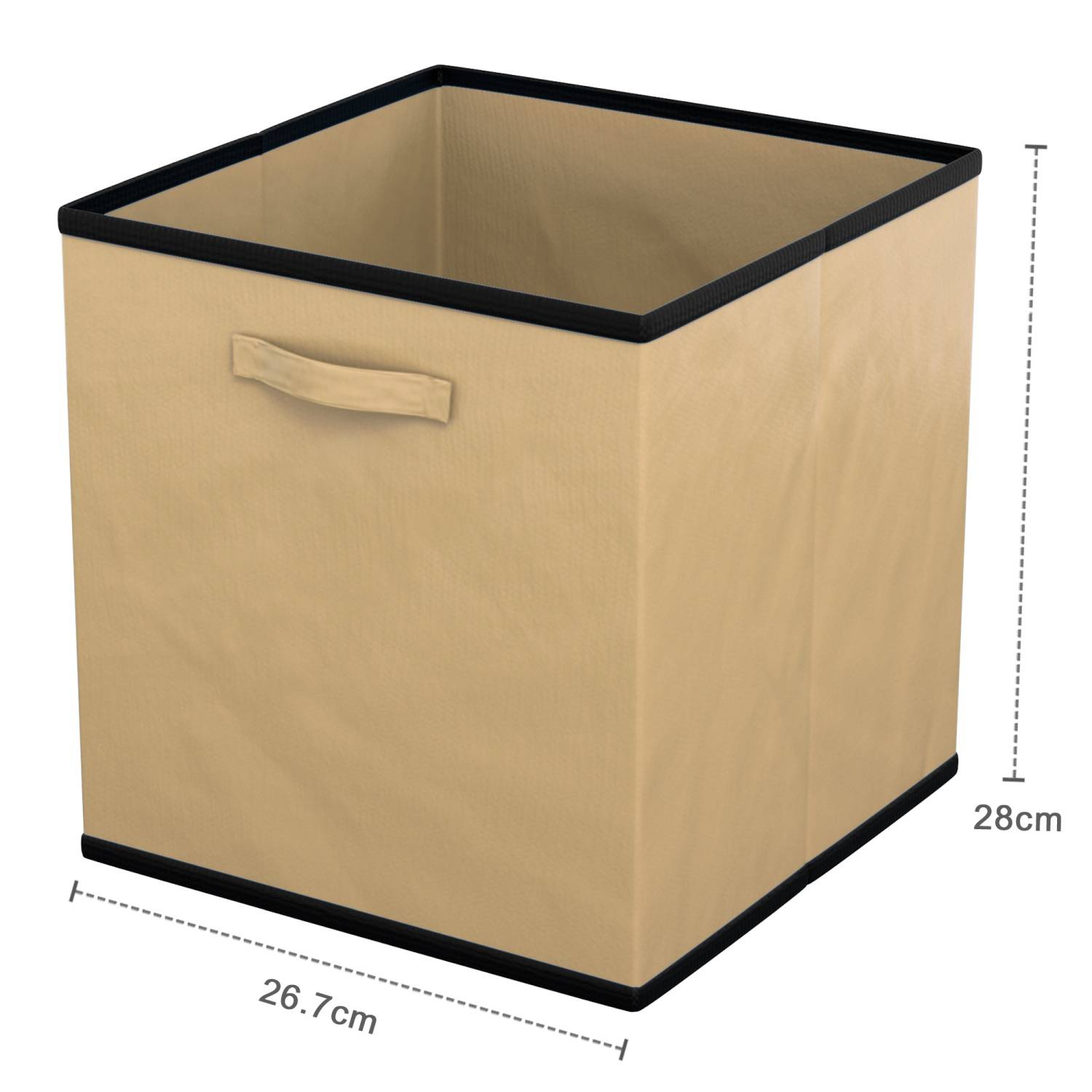 Intirilife 6x faltbare Aufbewahrungs-Stoffbox in Beige - 26.7 x 26.7 x 28 cm - Multifunktionale Sammelbox zum Kombinieren mit Schränken oder Regalen