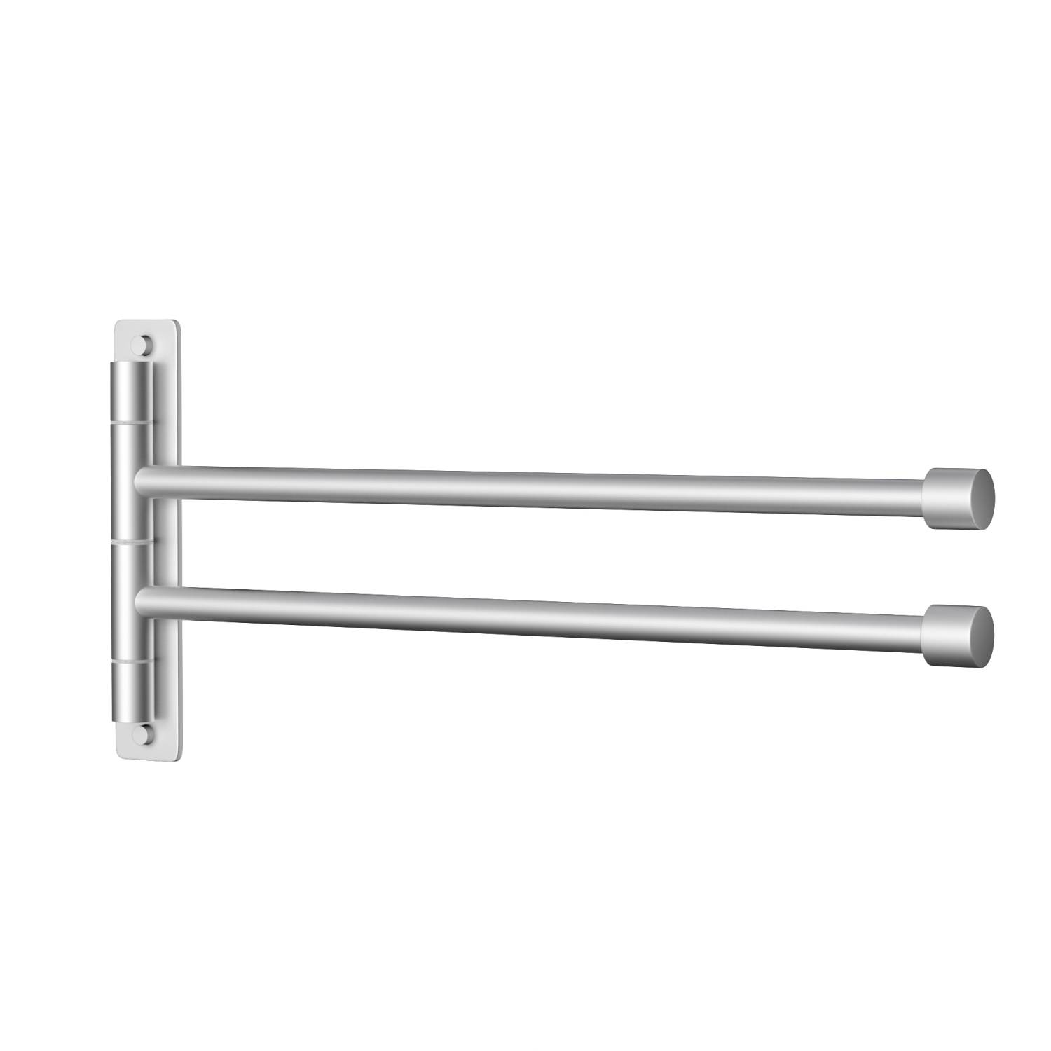 Intirilife Handtuchhalter mit zwei Armen in Silber - Belastbare Schwenkarme mit 180° Drehung - Edle Handtuchstangen für Bad und Küche