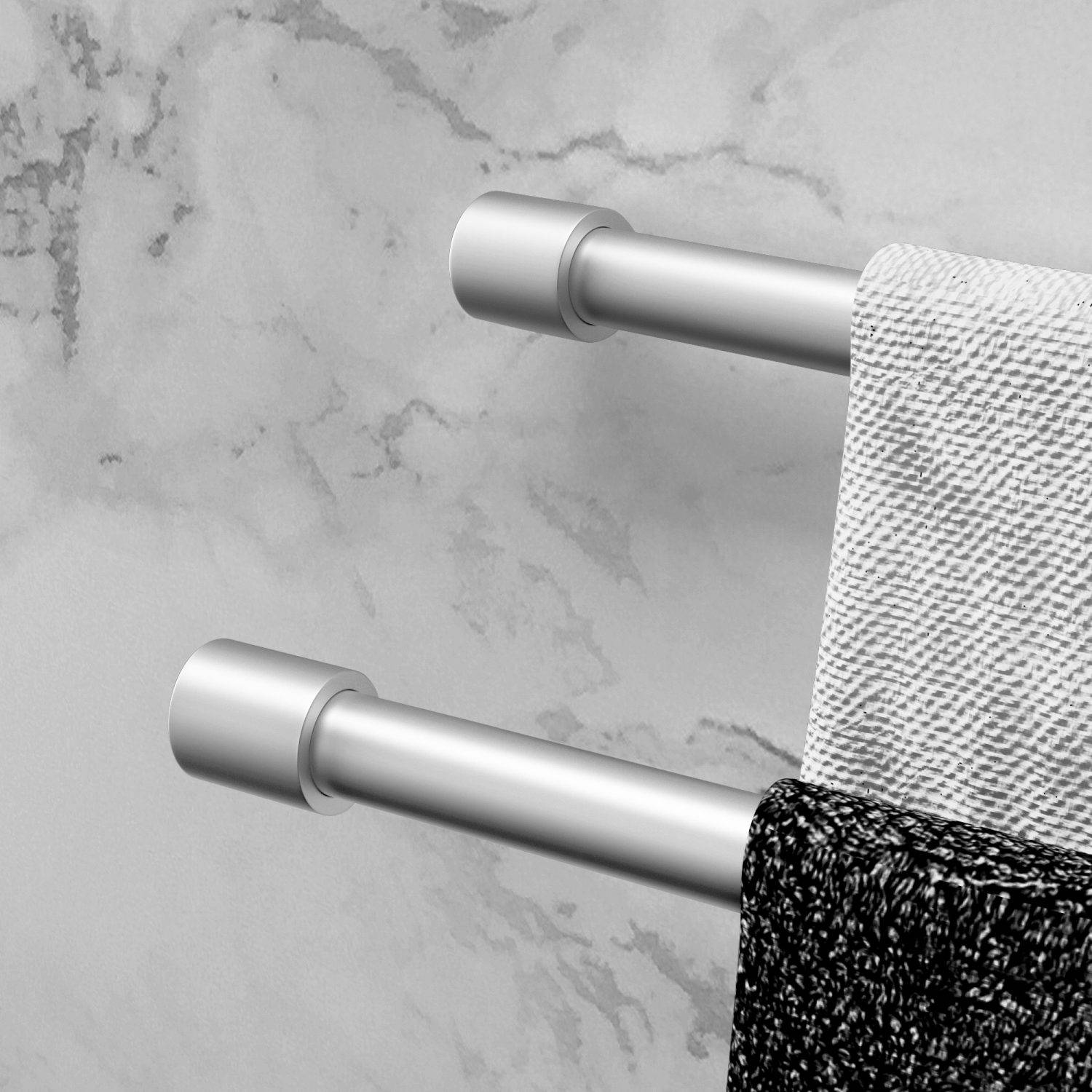 Intirilife Handtuchhalter mit zwei Armen in Silber - Belastbare Schwenkarme mit 180° Drehung - Edle Handtuchstangen für Bad und Küche