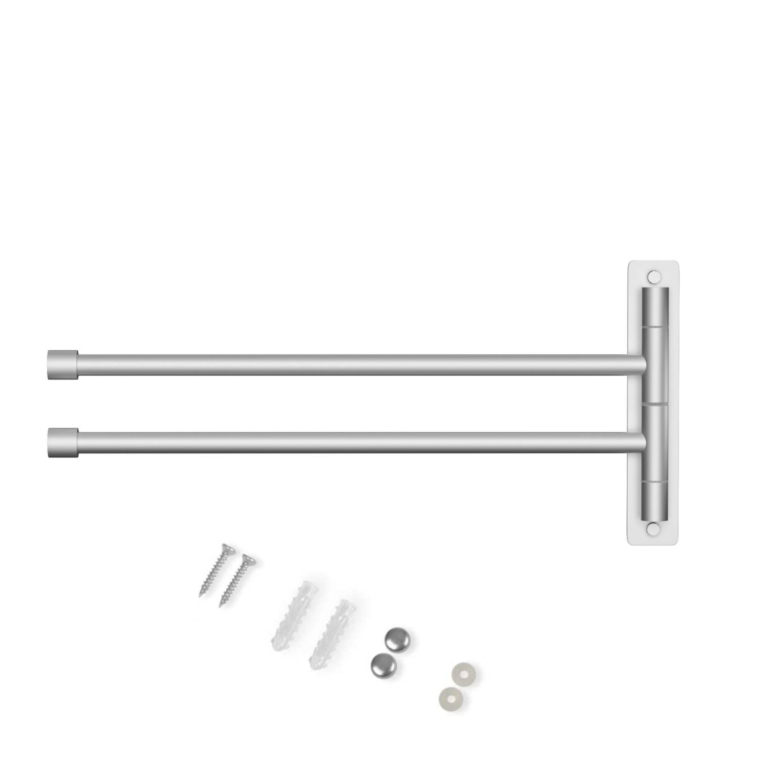 Intirilife Handtuchhalter mit zwei Armen in Silber - Belastbare Schwenkarme mit 180° Drehung - Edle Handtuchstangen für Bad und Küche