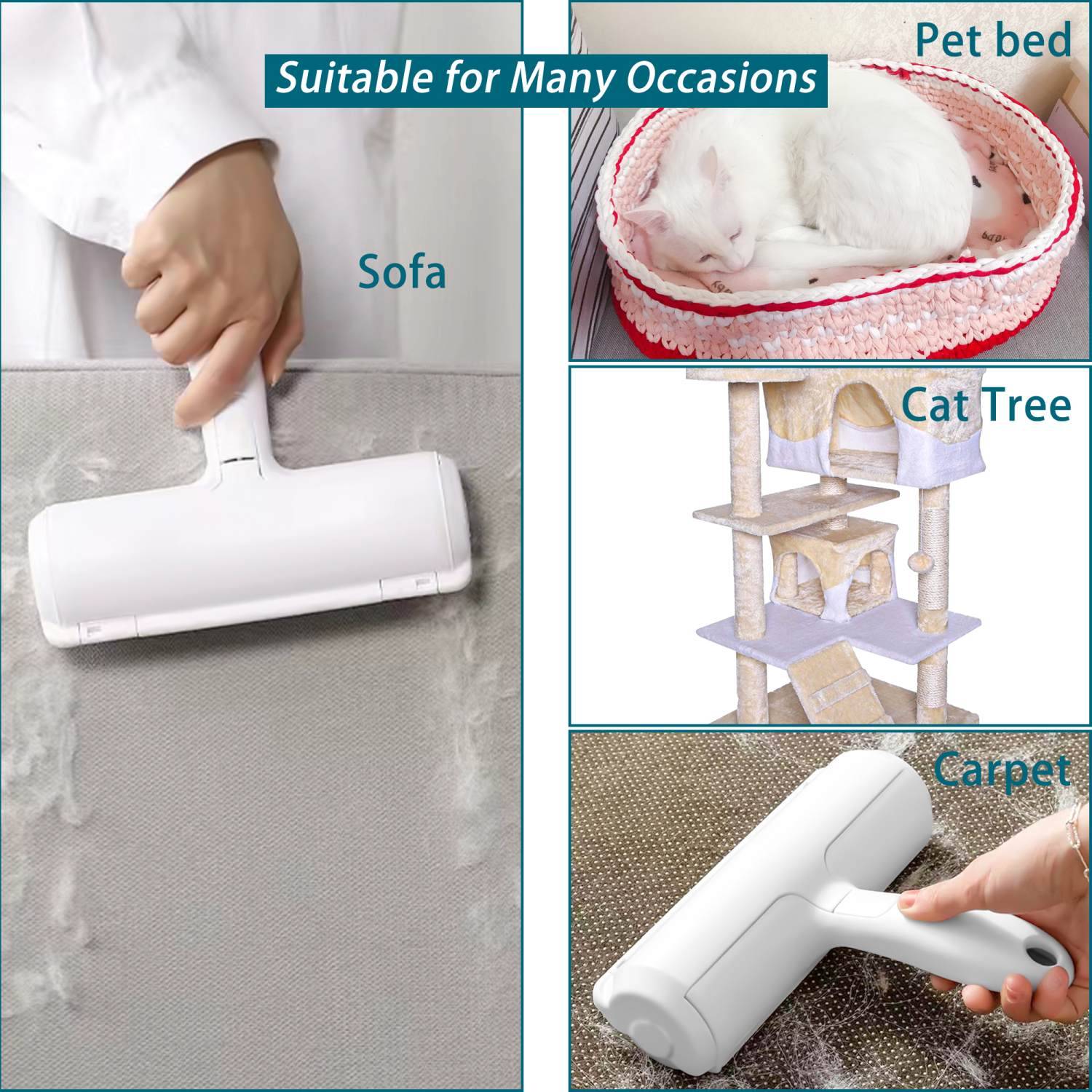 Intirilife Tierhaarentferner in Blau - Fusselroller für Hunde und Katzenhaare, wiederverwendbare Fusselrolle