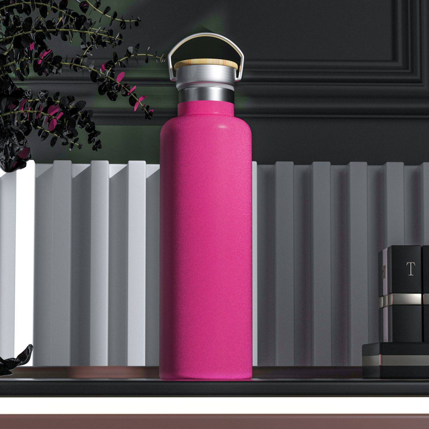 Intirilife praktische Edelstahl Thermosflasche Isolierkanne in Pink mit 750ml Volumen - Für Unterwegs zum Wandern oder beim Sport