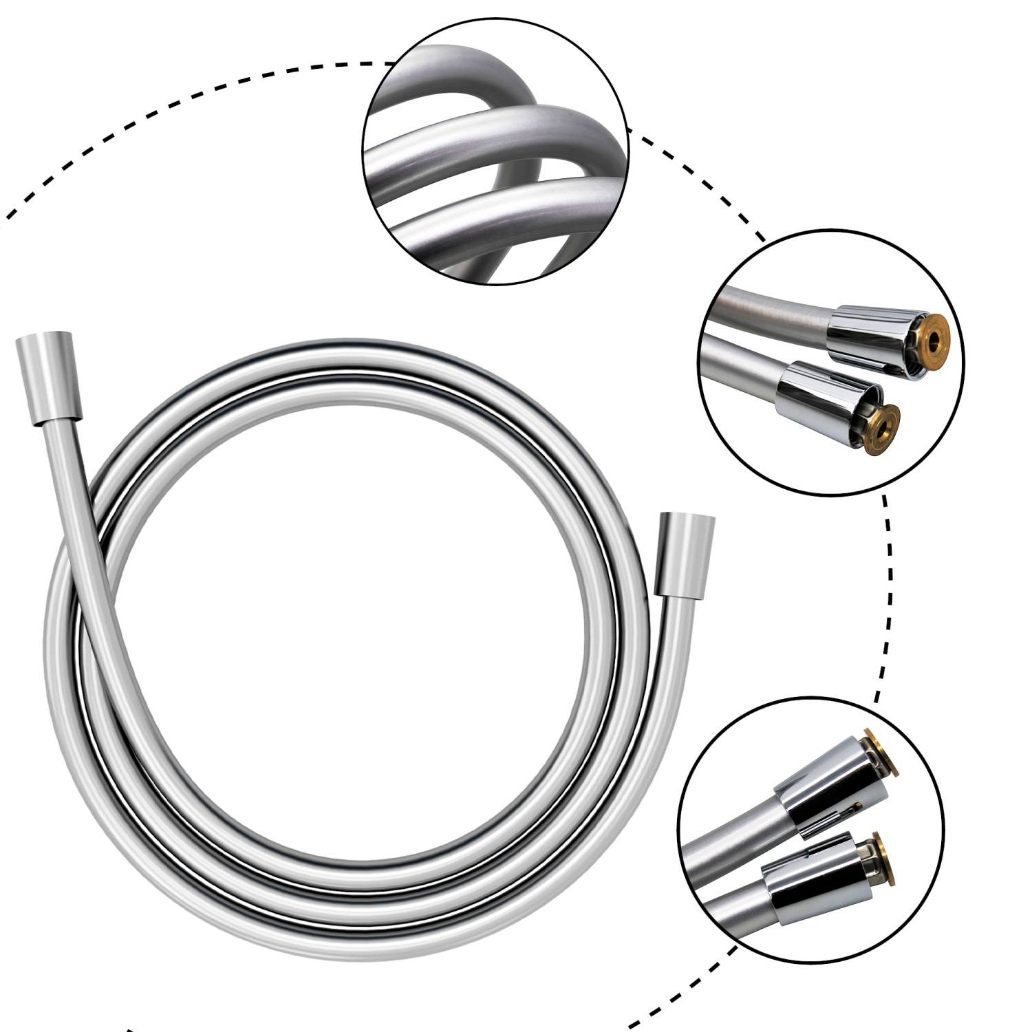 Intirilife Universal Duschschlauch 150 cm - PVC- Knickfreies Duscherlebnis ohne Verheddern