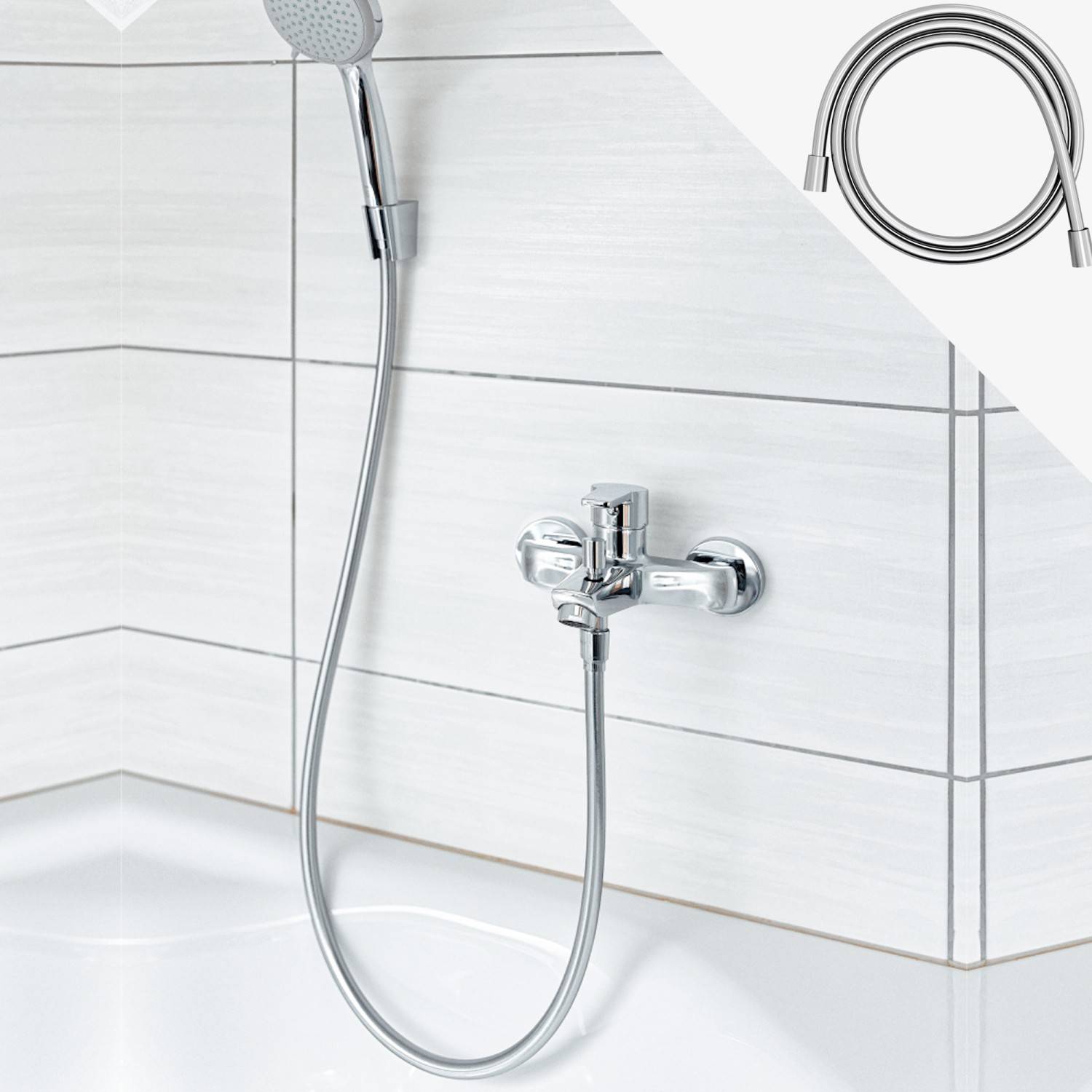 Intirilife Universal Duschschlauch 150 cm - PVC- Knickfreies Duscherlebnis ohne Verheddern