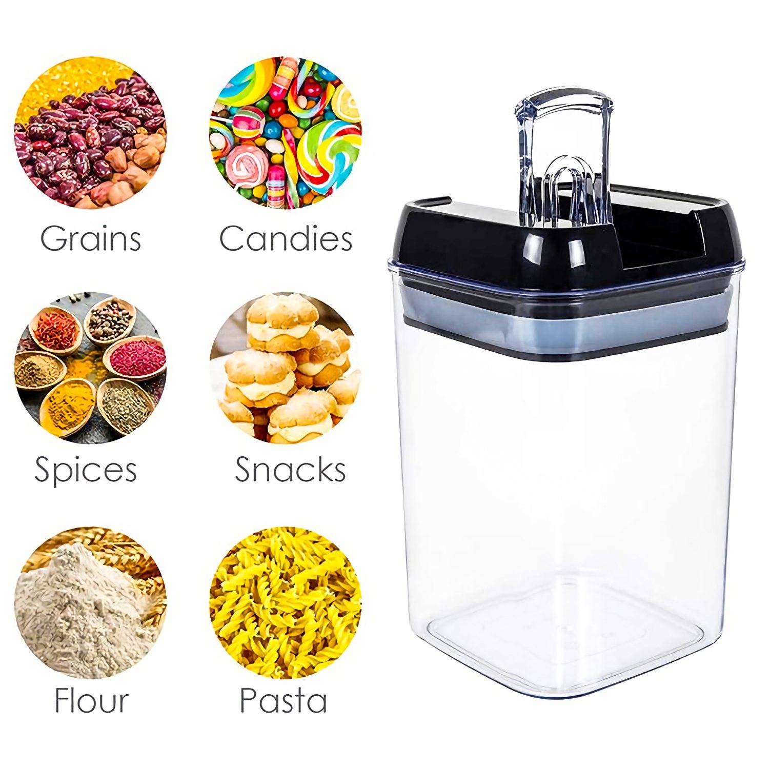 Intirilife 7-teiliges Set luftdichte Lebensmittelbehälter Aufbewahrungsboxen in schwarz in verschiedenen Größen